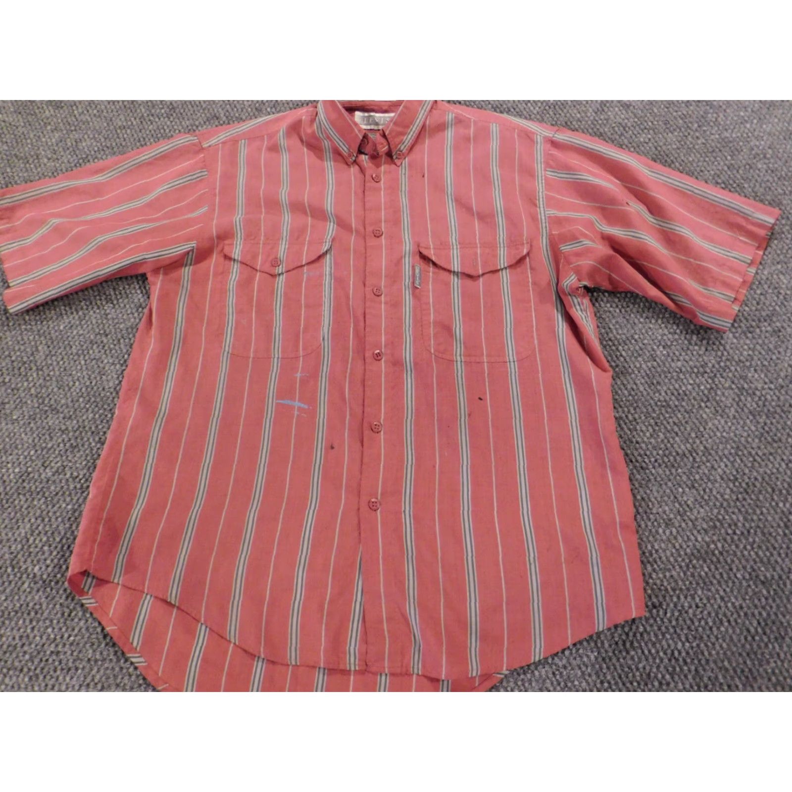 Levi's Vintage Levi's Mens Shirt Medium Red Silver Label Button Down Striped 80s Retro Knit Cotton Polyester Long Sleeve Collared Button-Up Mens Shirt Size US M / EU 48-50 / 2 - 2 Thumbnail