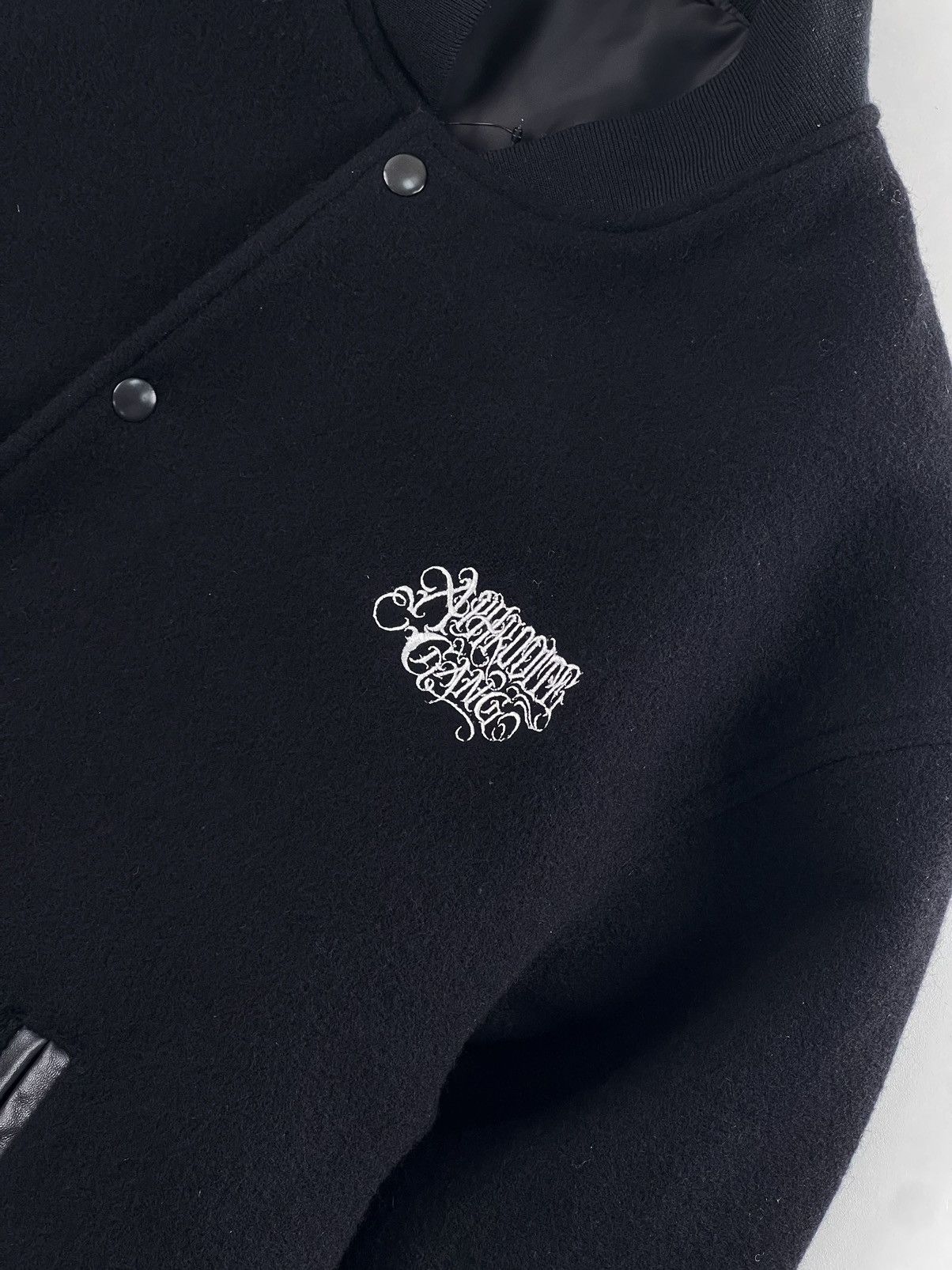 image of Aphrodite Gang Classic Logo Melton Varsity in Black, Men's (Size Large)