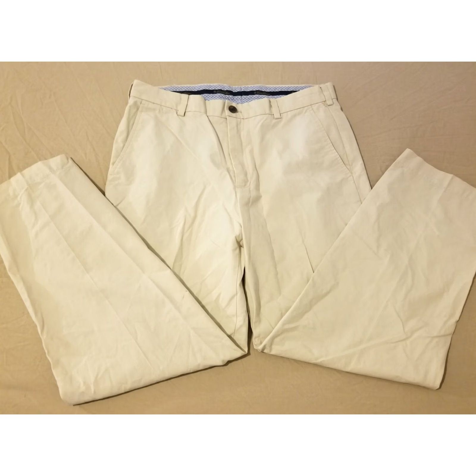 Brooks Brothers Mens Brooks Brothers Khaki Pants 35x30 Cotton Dress Trouser Slack Size US 35 - 3 Thumbnail