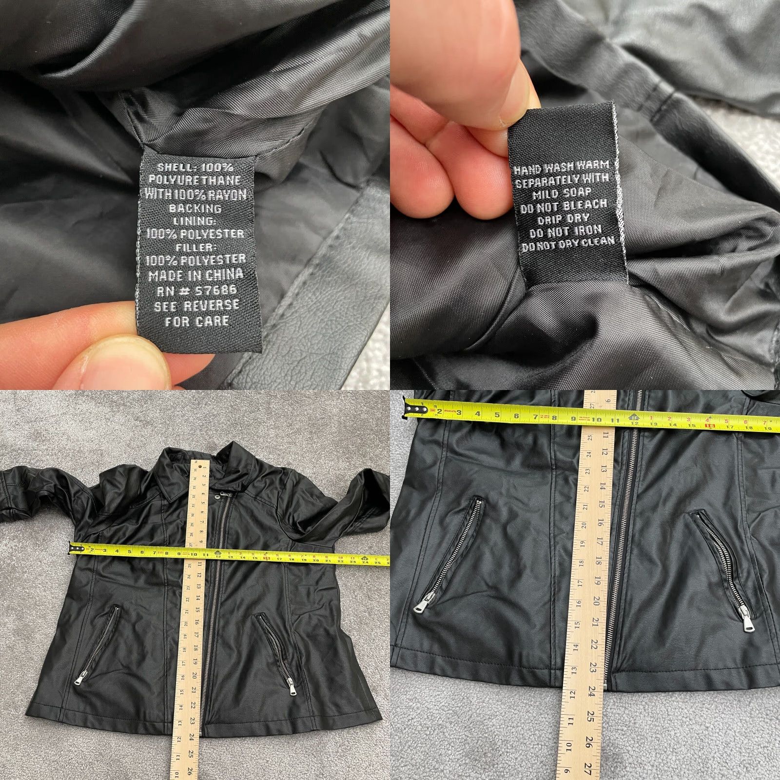 New Look New Look Faux Leather Jacket Womens XL Black Full Zip Pocket Outdoor Riders Size XL / US 12-14 / IT 48-50 - 8 Thumbnail