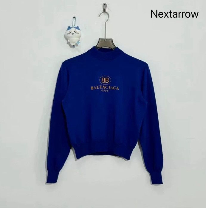 Balenciaga Balenciaga Blue Yellow B Woolen Sweater2412-Nextarrow Size US S / EU 44-46 / 1 - 1 Thumbnail