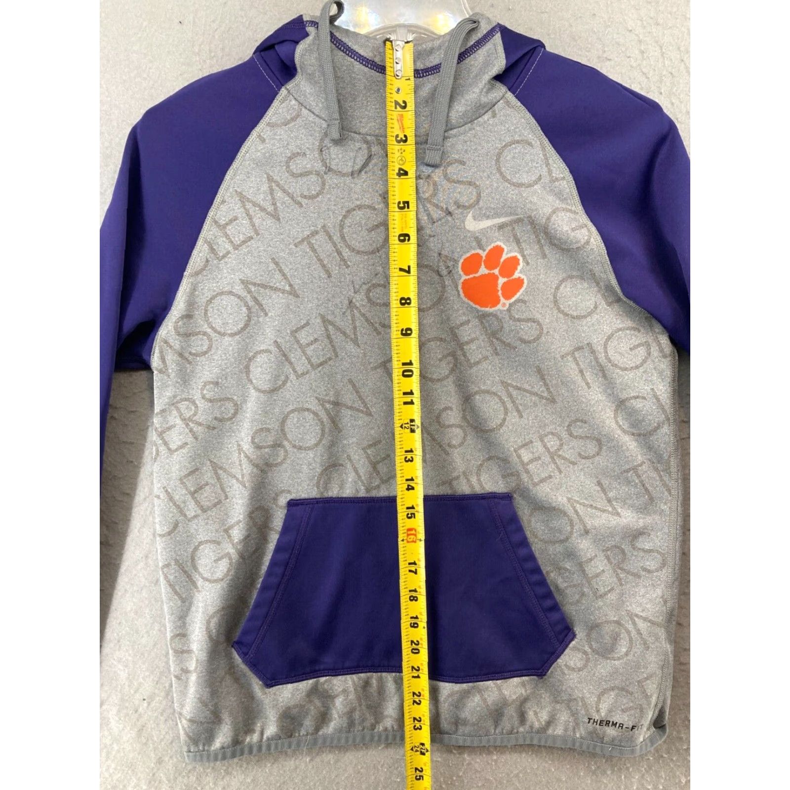 Nike Nike Mens Hoodie Small Gray Purple Clemson Tigers Therma Fit SIGNED Size US S / EU 44-46 / 1 - 3 Thumbnail