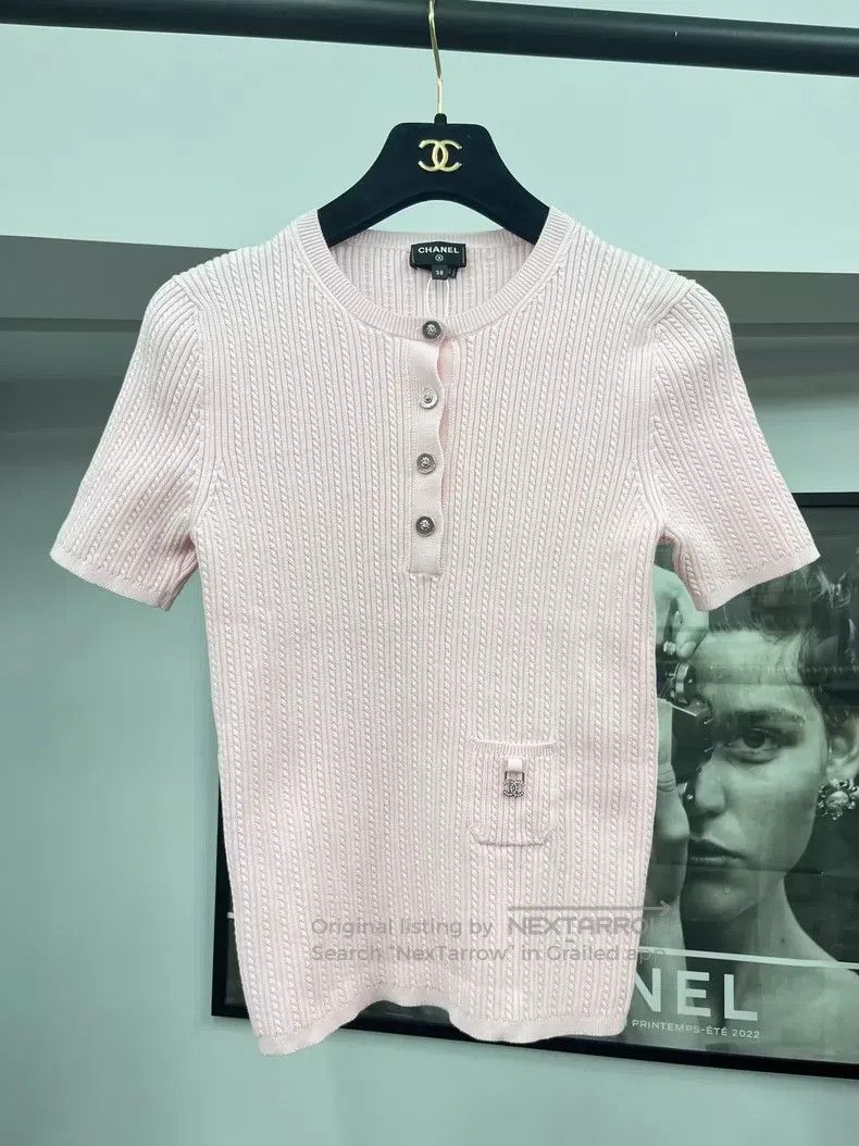 Chanel Chanel Pink knitted short sleeves Size XS / US 0-2 / IT 36-38 - 1 Thumbnail