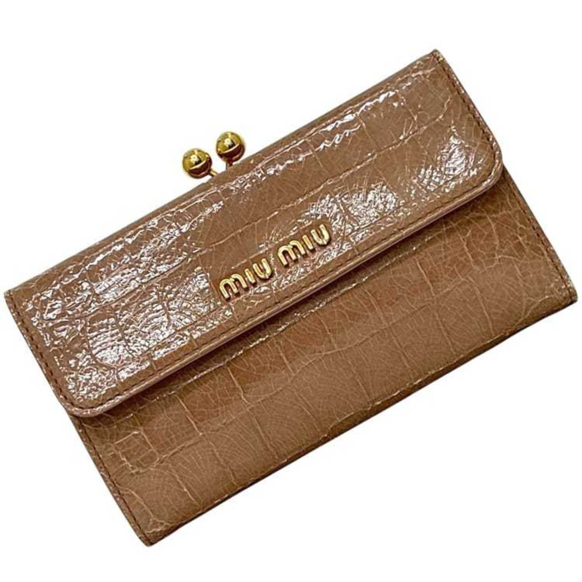 Miu Miu Miu Miu Miu bi-fold wallet, beige, CIPRIA ST.COCCO LUX 5M1326, patent leather, 178 miu Size ONE SIZE - 1 Thumbnail