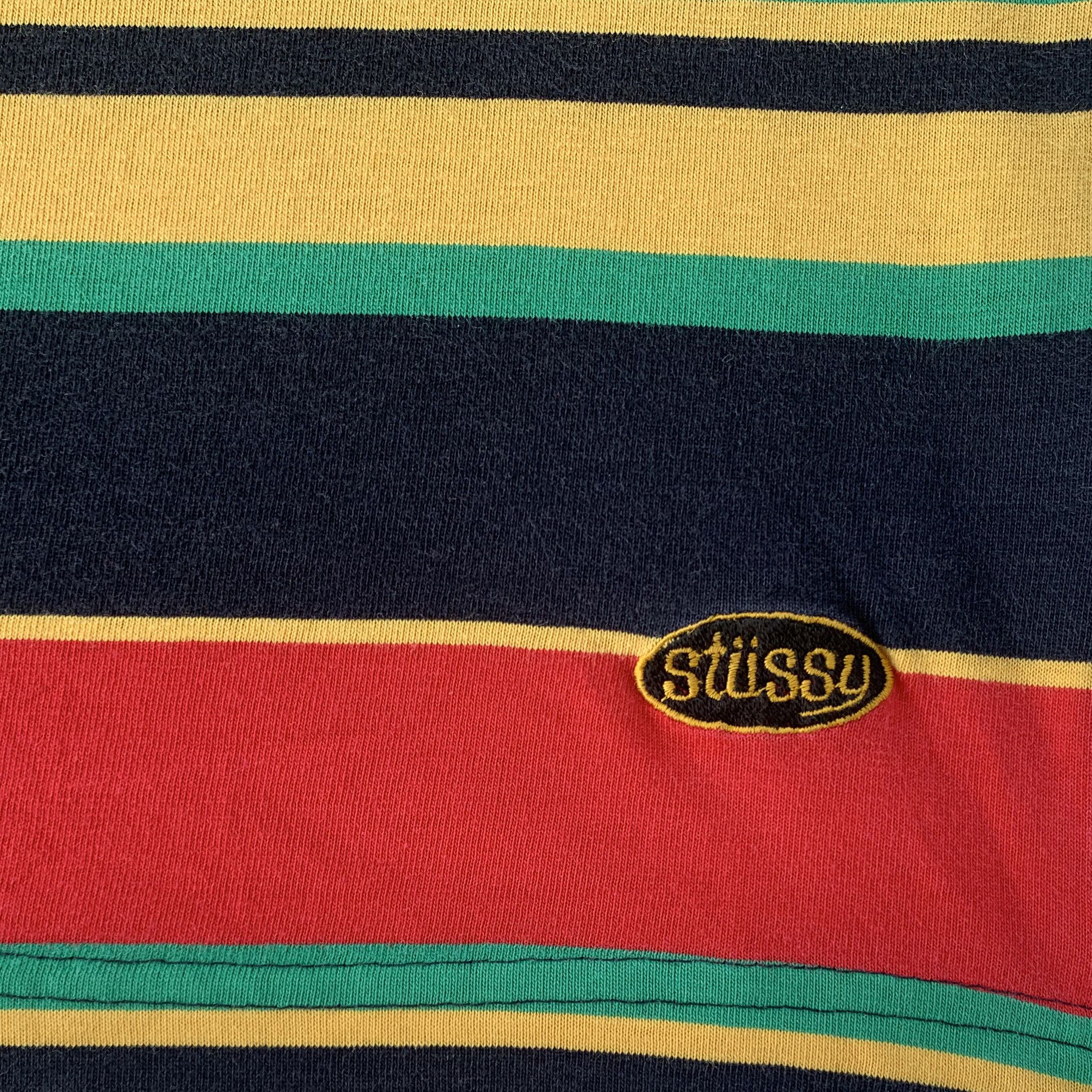 Stussy RARE Vintage 80s STUSSY T shirt Rasta Jamaica Striped Tee Size US XL / EU 56 / 4 - 6 Thumbnail