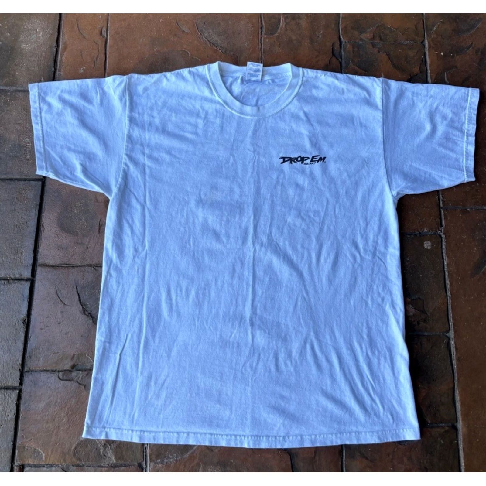 Gildan VINTAGE Gildan T-Shirt Skull Graphic Print Drop Em Racing Fabricate Don’t Imitate XL White Cotton Knit 90s Lowrider Classic Car Men Shirts Womens Size US XL / EU 56 / 4 - 2 Thumbnail