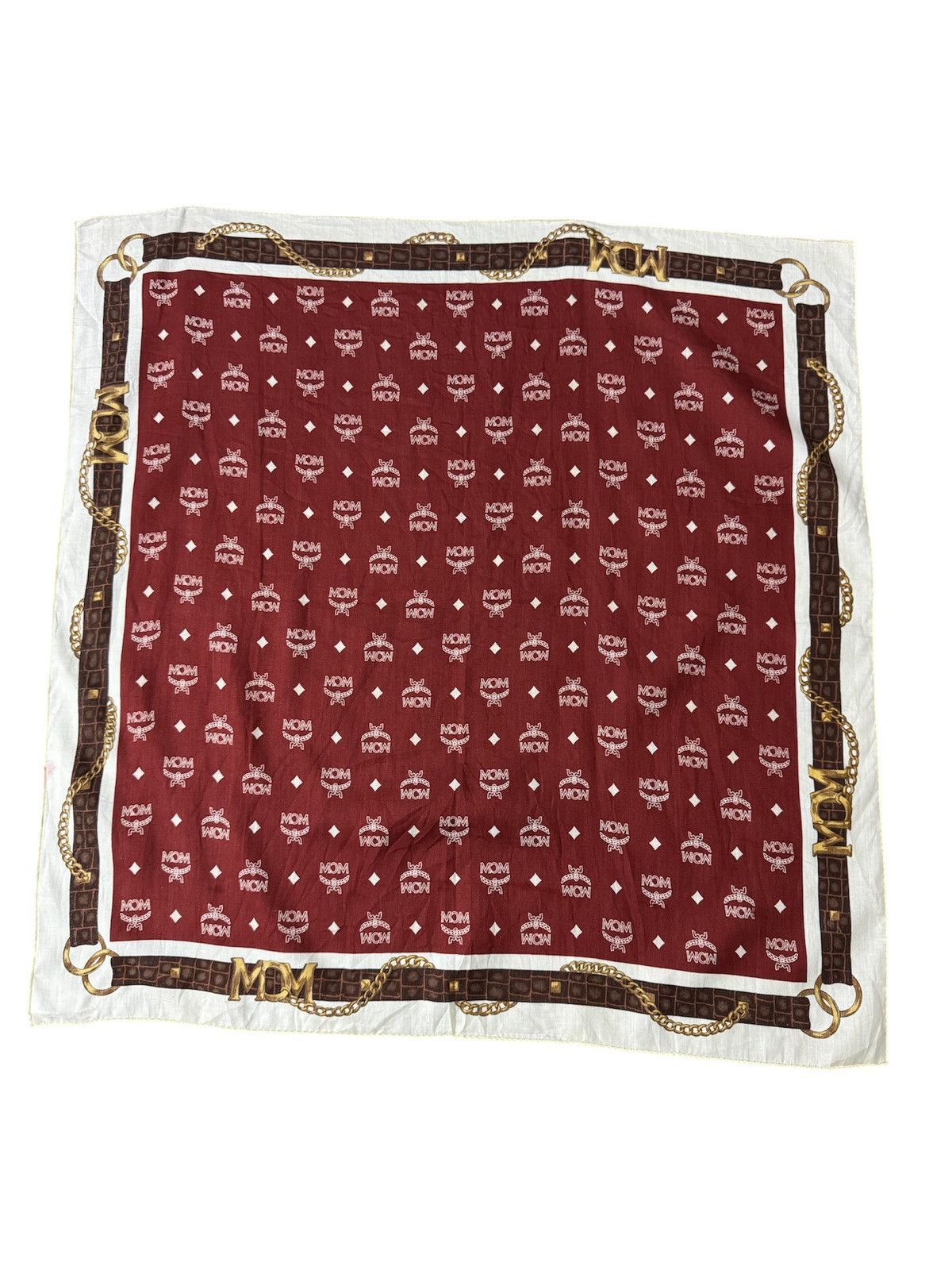 MCM Vintage MCM Bandana Scarf Bordeaux Red Cream Gold Logo Size ONE SIZE - 5 Thumbnail