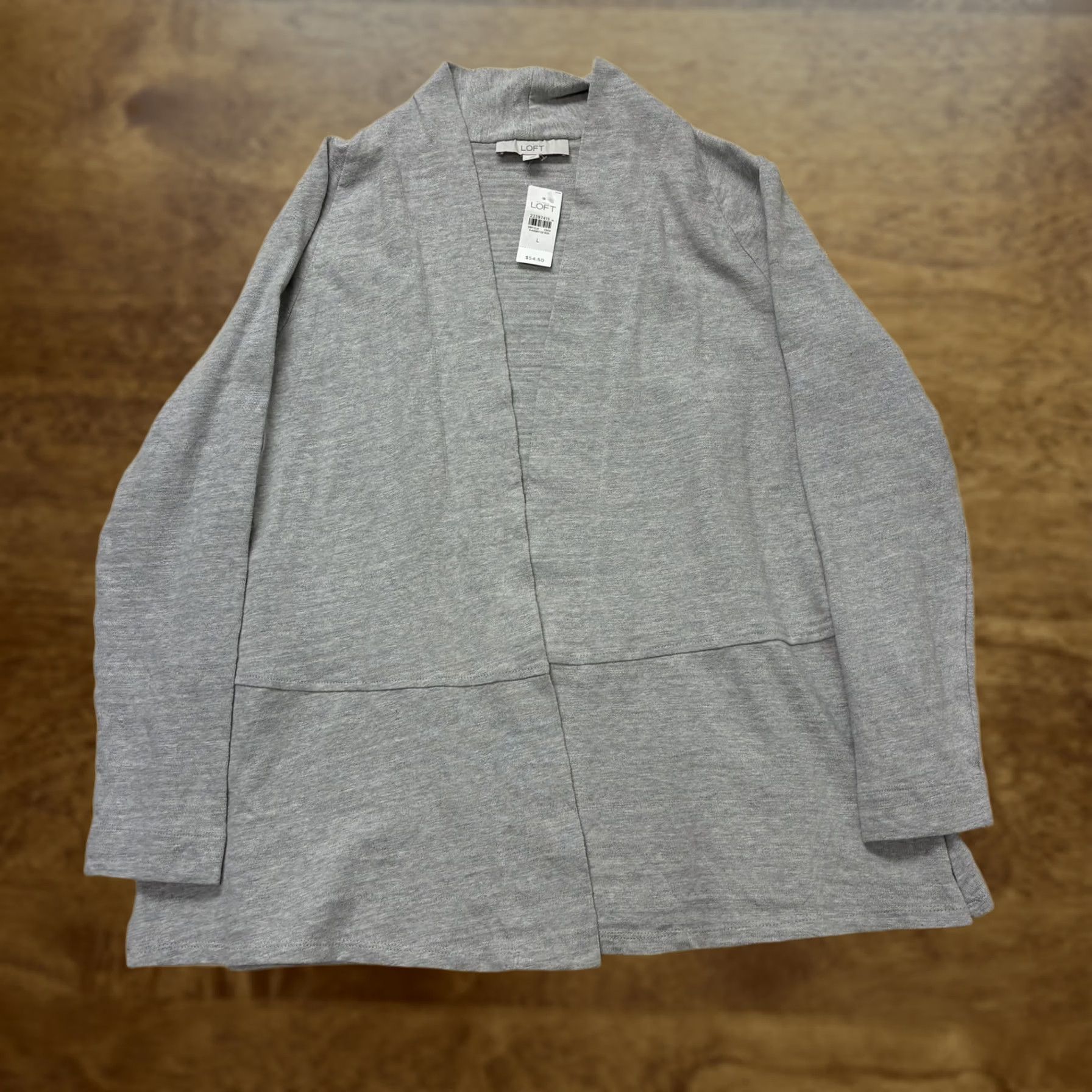 Loft LOFT Cardigan Sweater Womens Large Gray V Neck Open Front Cotton Knit Cardigan Size L / US 10 / IT 46 - 1 Thumbnail