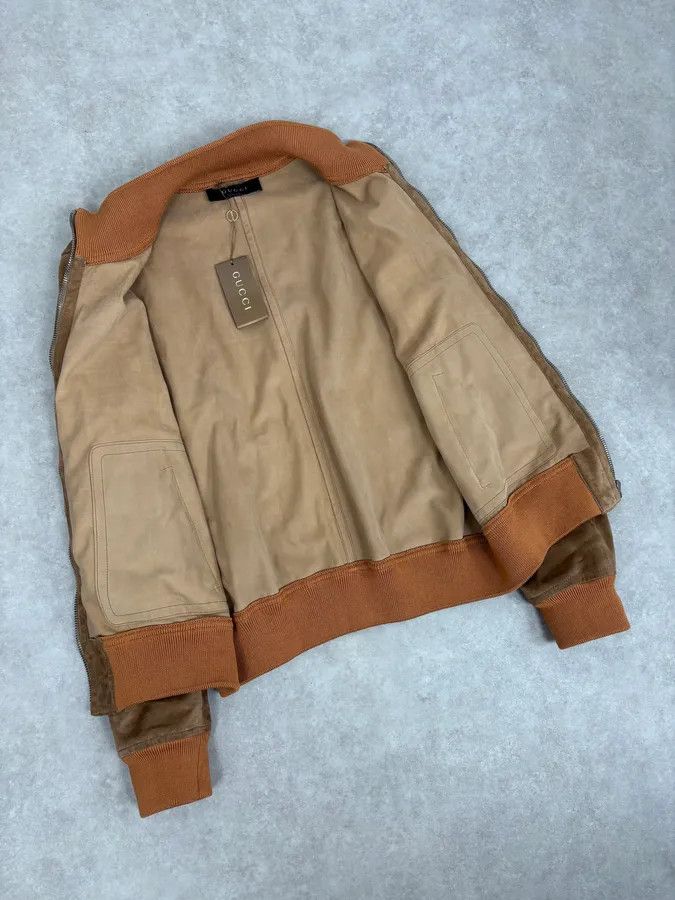 Gucci 2000s Gucci Brown Suede Leather Bomber Jacket Size US L / EU 52-54 / 3 - 7 Thumbnail