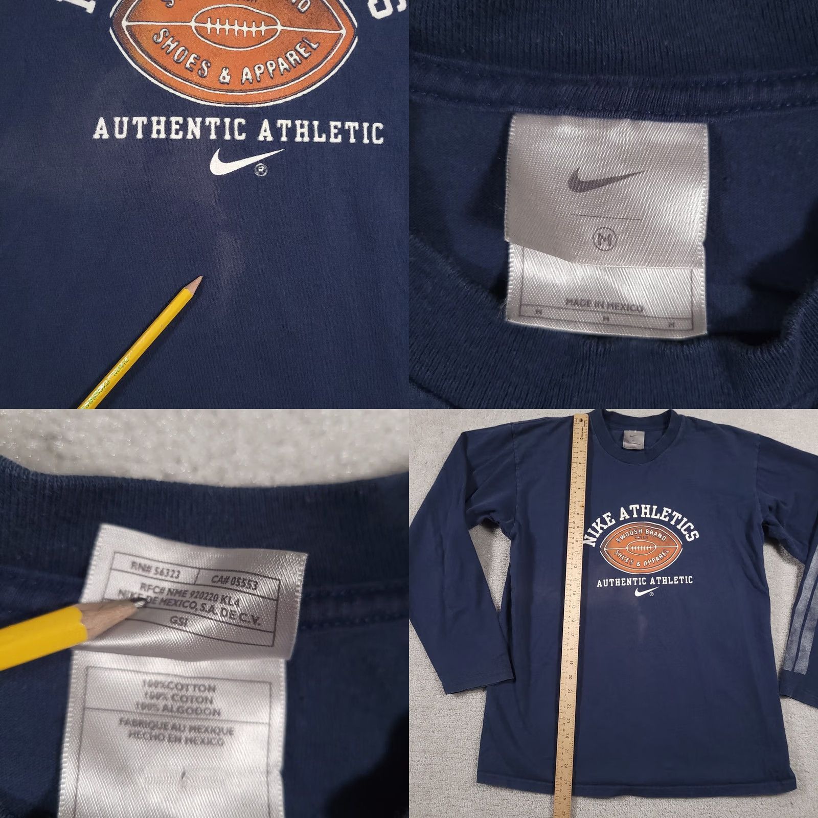 Nike Nike Athletics Shirt Mens Medium Long Sleeve Football Graphic Print Swoosh Logo 100% Cotton Blue, Regular Fit, Crew Neck, Vintage No, Mexico Size US M / EU 48-50 / 2 - 8 Thumbnail