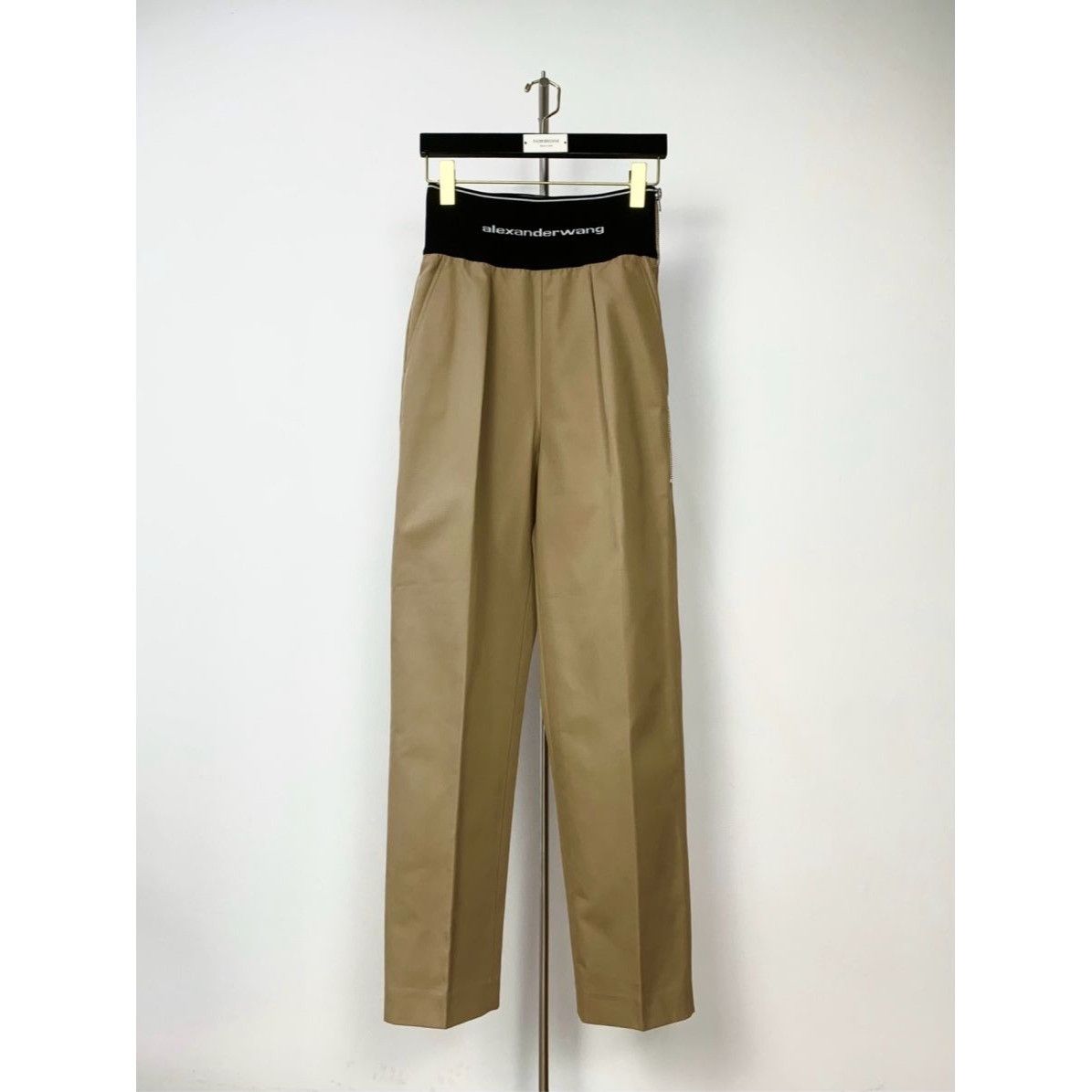 Alexander Wang Womens Beige High-Waisted Straight-Leg Pants