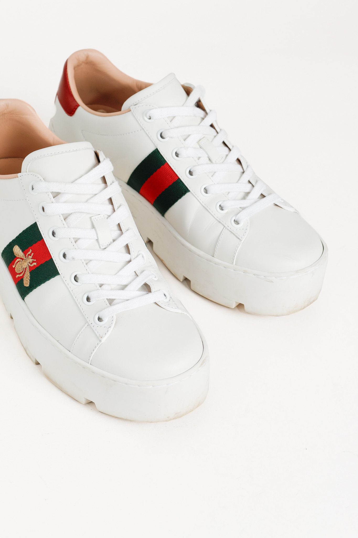 Gucci Gucci Ace White Leather Platform Sneakers Size US 7 / IT 37 - 6 Thumbnail