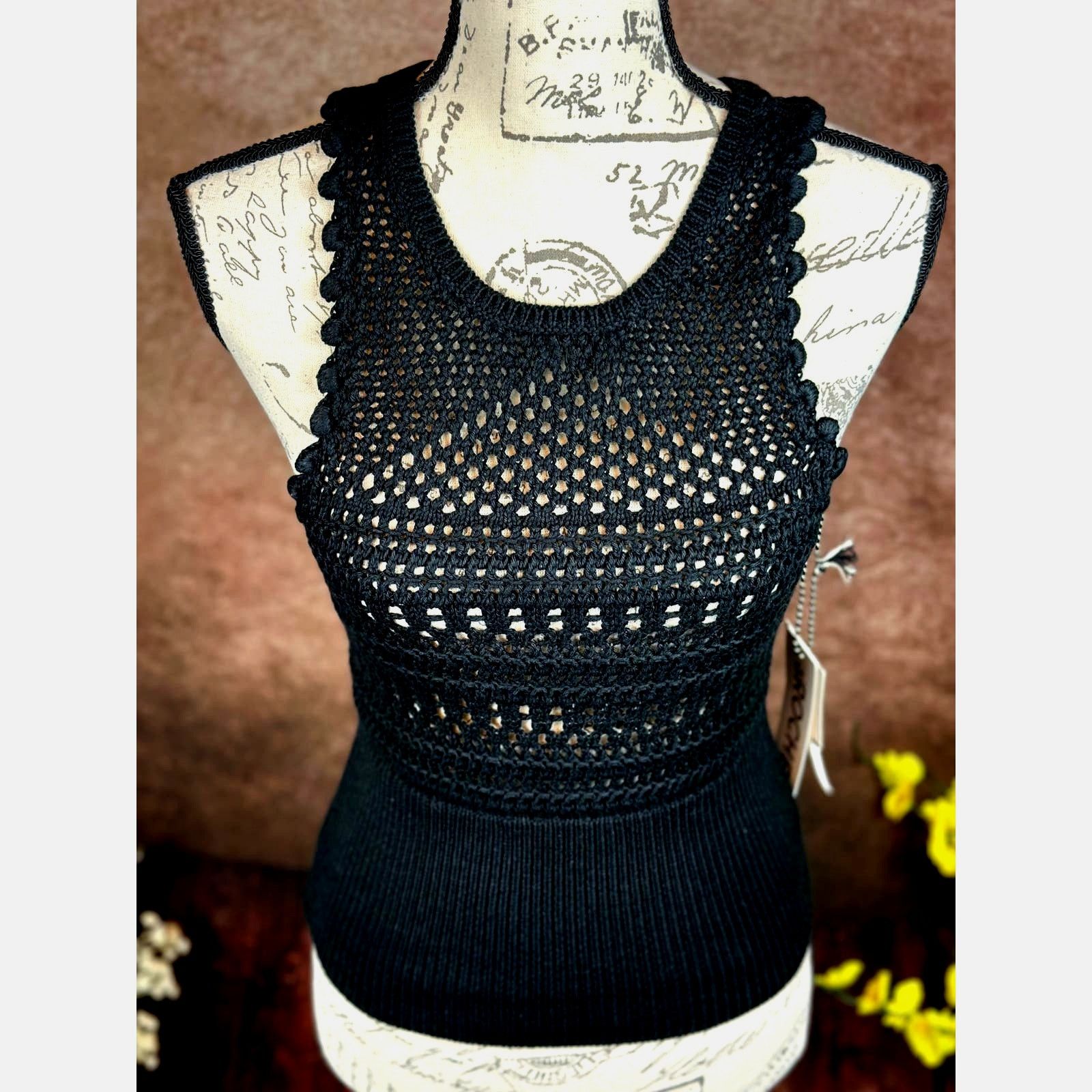 Other St Roche Crochet Semi Sheer Sleeveless Marilyn Tank Blck XS Size XS / US 0-2 / IT 36-38 - 7 Thumbnail