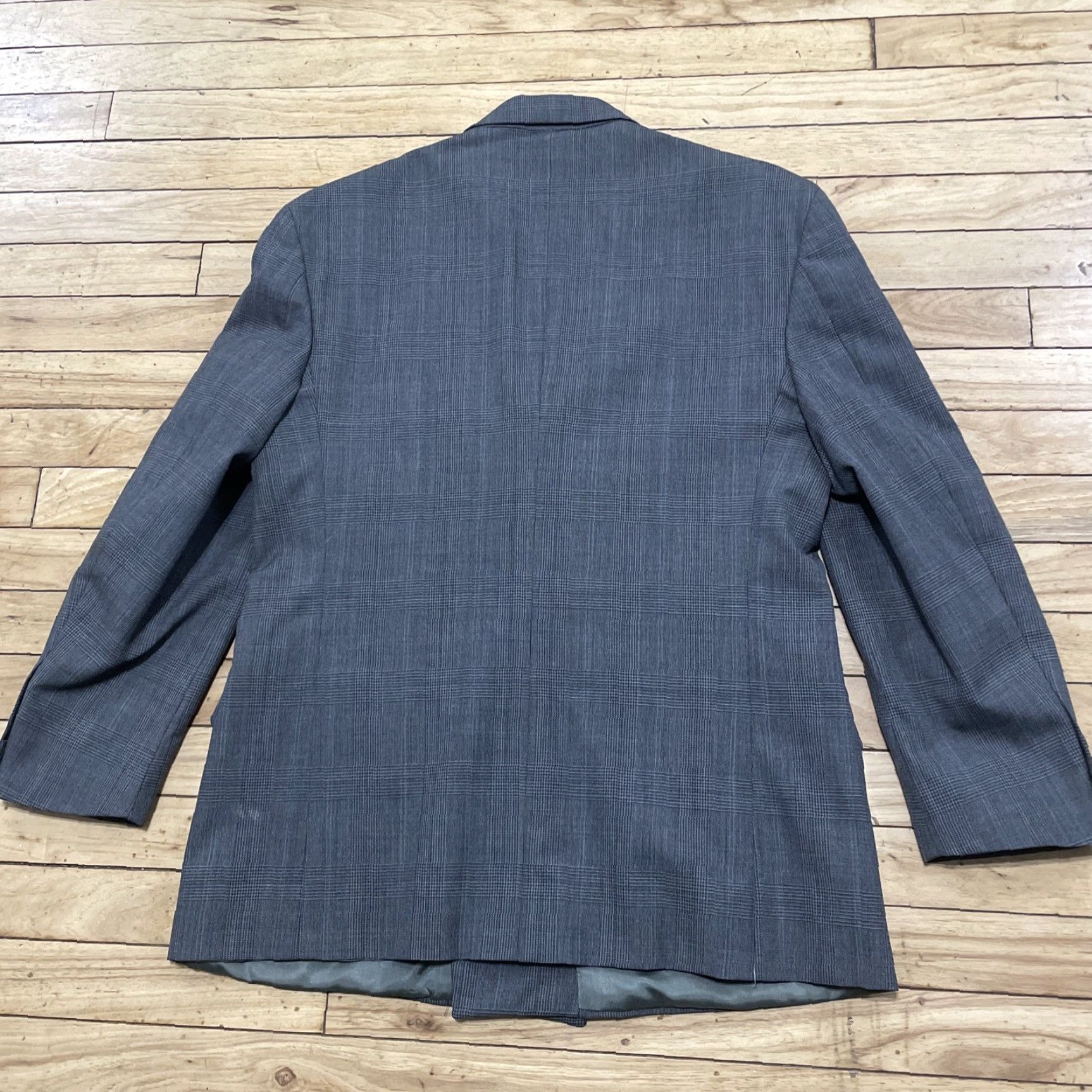 Doublet VINTAGE Dellapenna 39S Gray Plaid Double-Breasted Suit Jacket Men 90s Made USA Size 40R - 2 Thumbnail