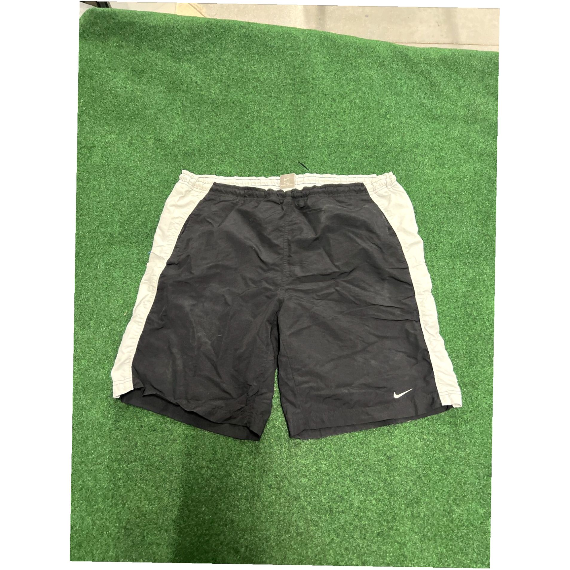Nike Vintage Y2K Nike Mens Black Swim Shorts Trunks Large Spell Out Gray Swoosh Logo Size US 33 - 1 Thumbnail