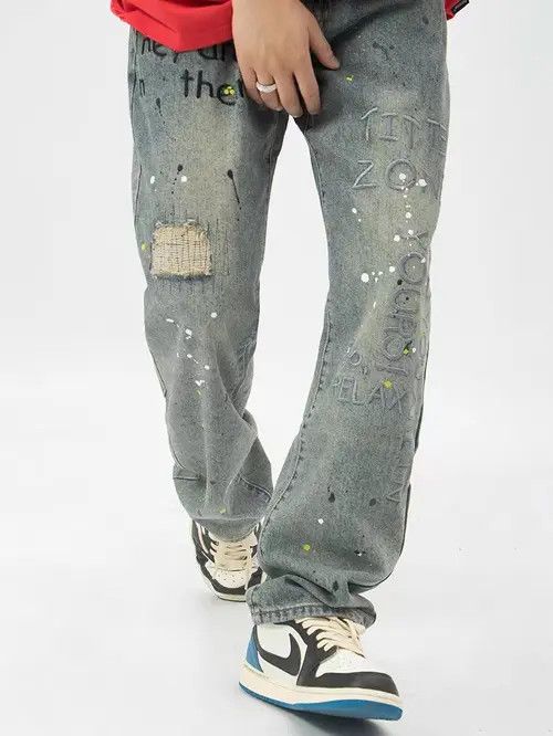 VIBE Retro graffiti splashed street hip hop jeans Size US 30 / EU 46 - 3 Thumbnail