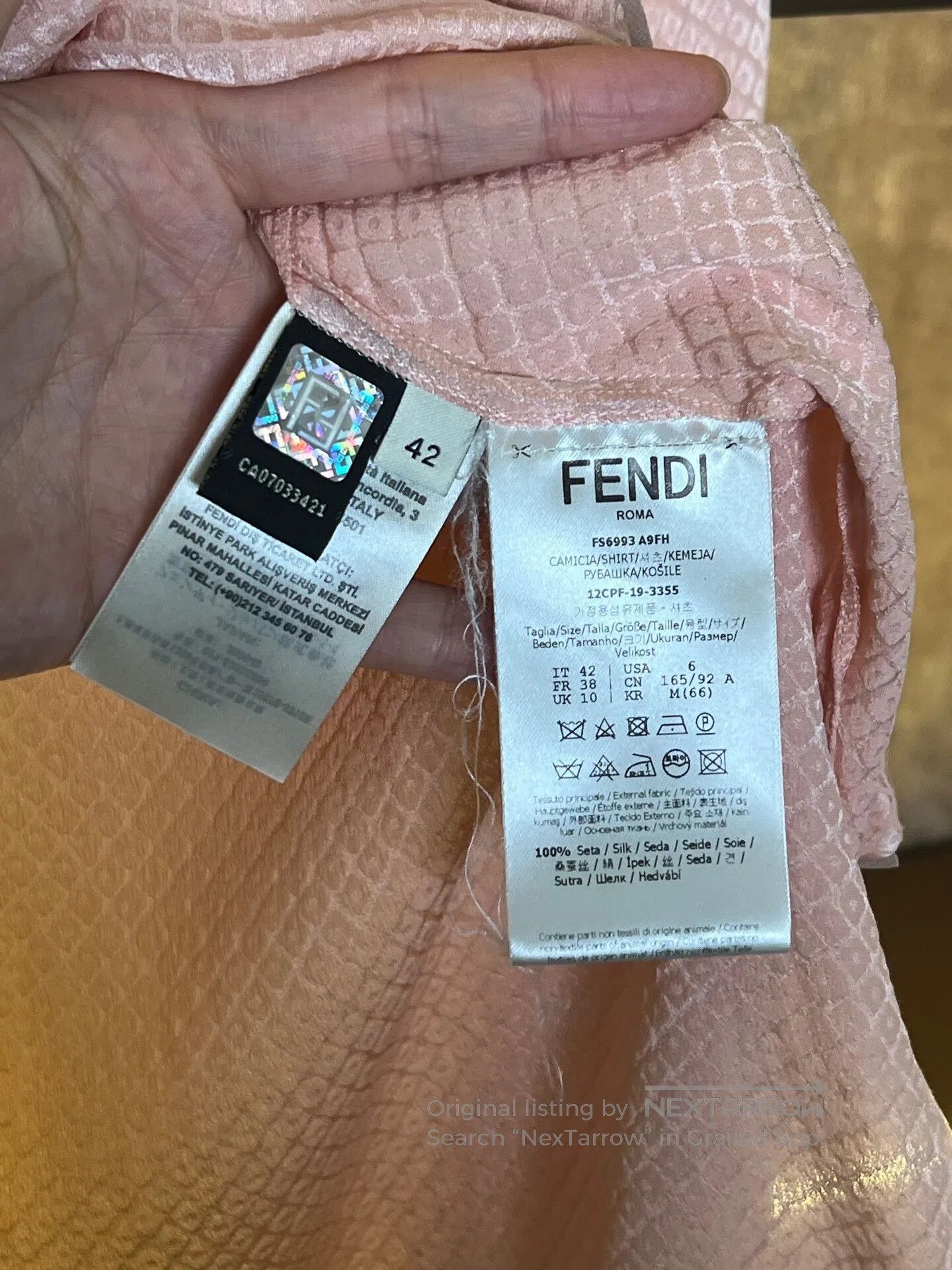 Fendi FENDI Pink Silk Pajama Shirt| Size M / US 6-8 / IT 42-44 - 4 Thumbnail