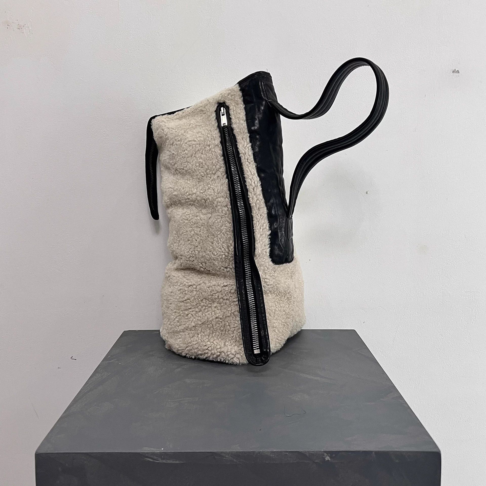 Rick Owens Rickowens Main Line Shearling and Leather Patchwork Bag Size ONE SIZE - 2 Thumbnail