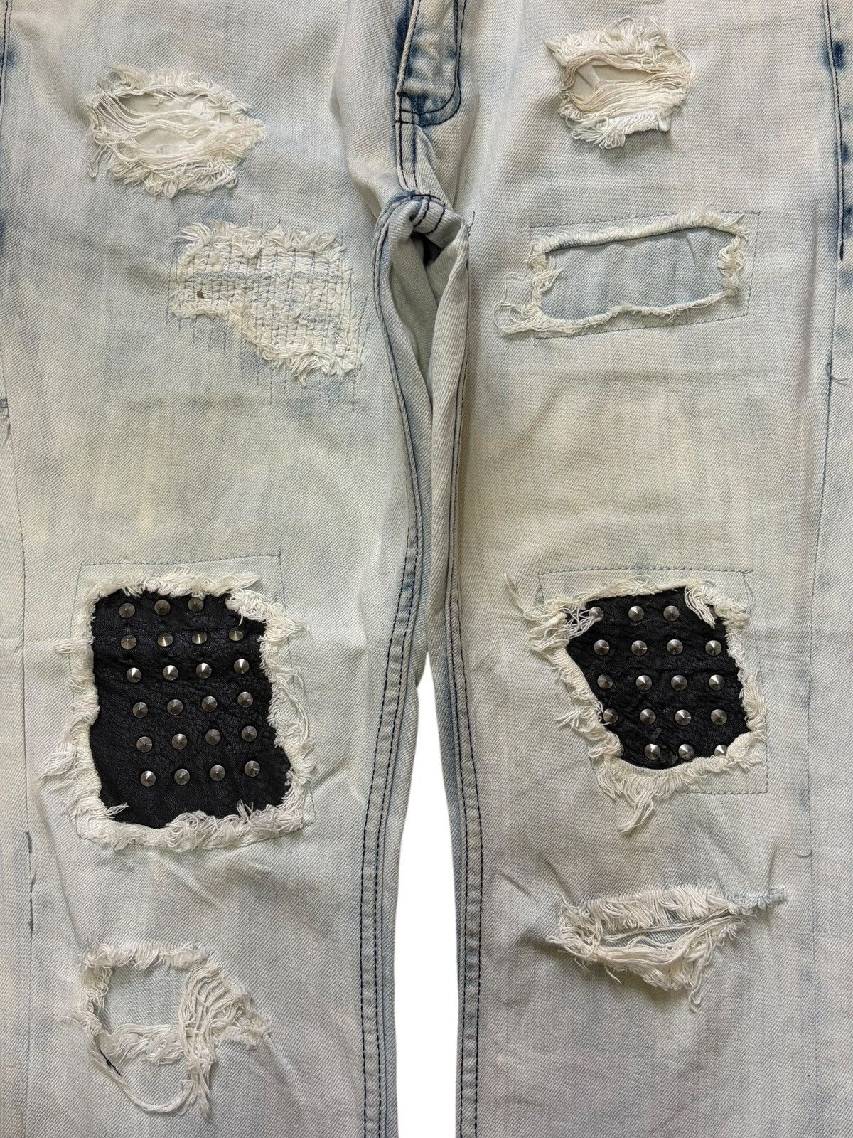 Ksubi Vintage Japanese Brand Studded Patch Distress Jeans Size 30" / US 8 / IT 44 - 3 Thumbnail