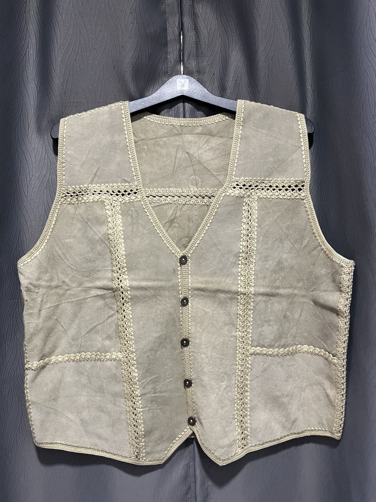 Genuine Leather × Leather × Vintage Vintage knitted leather Vest Size US M / EU 48-50 / 2 - 1 Thumbnail