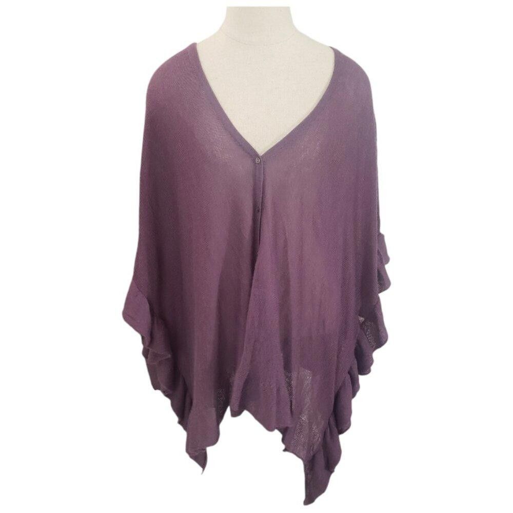 Designer CT1987 Garnet Hill Purple Ruffle Trim Cashmere Sweater M Size M / US 6-8 / IT 42-44 - 1 Thumbnail