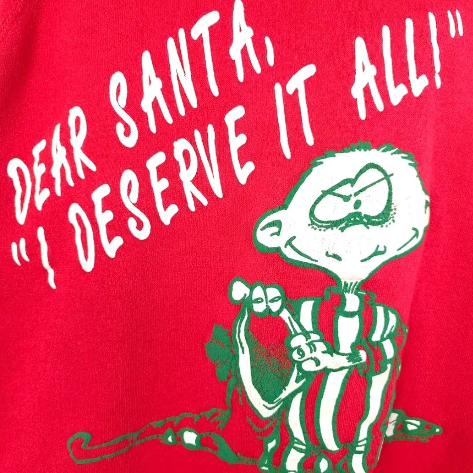 Vintage VINTAGE Wolf Christmas Sweatshirt Mens Large Red 80s Dear Santa Made In USA Size US L / EU 52-54 / 3 - 3 Thumbnail