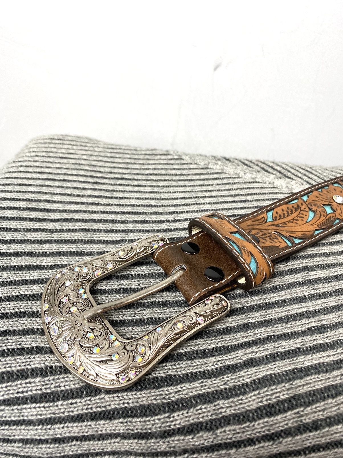 Cowboy Equipment Vintage Leather Belt Western Cowboy Style Texas Size ONE SIZE - 2 Thumbnail