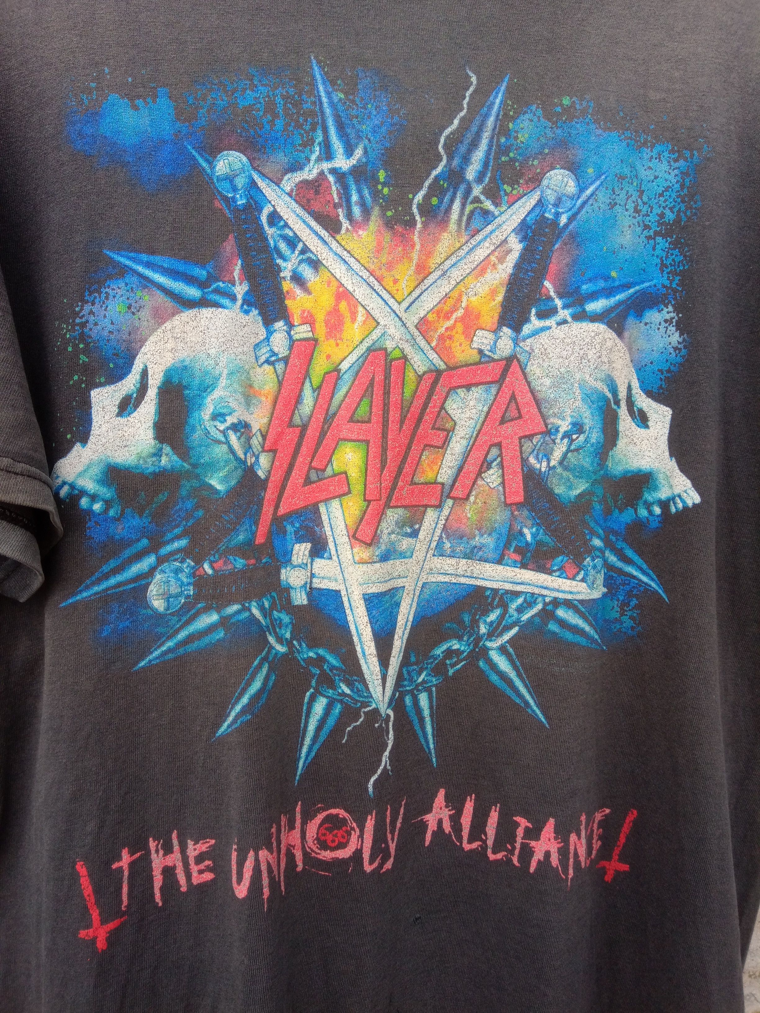 Unsound Rags Vintage Thrashed Faded SLAYER the unholy alliance rare Size US M / EU 48-50 / 2 - 2 Thumbnail