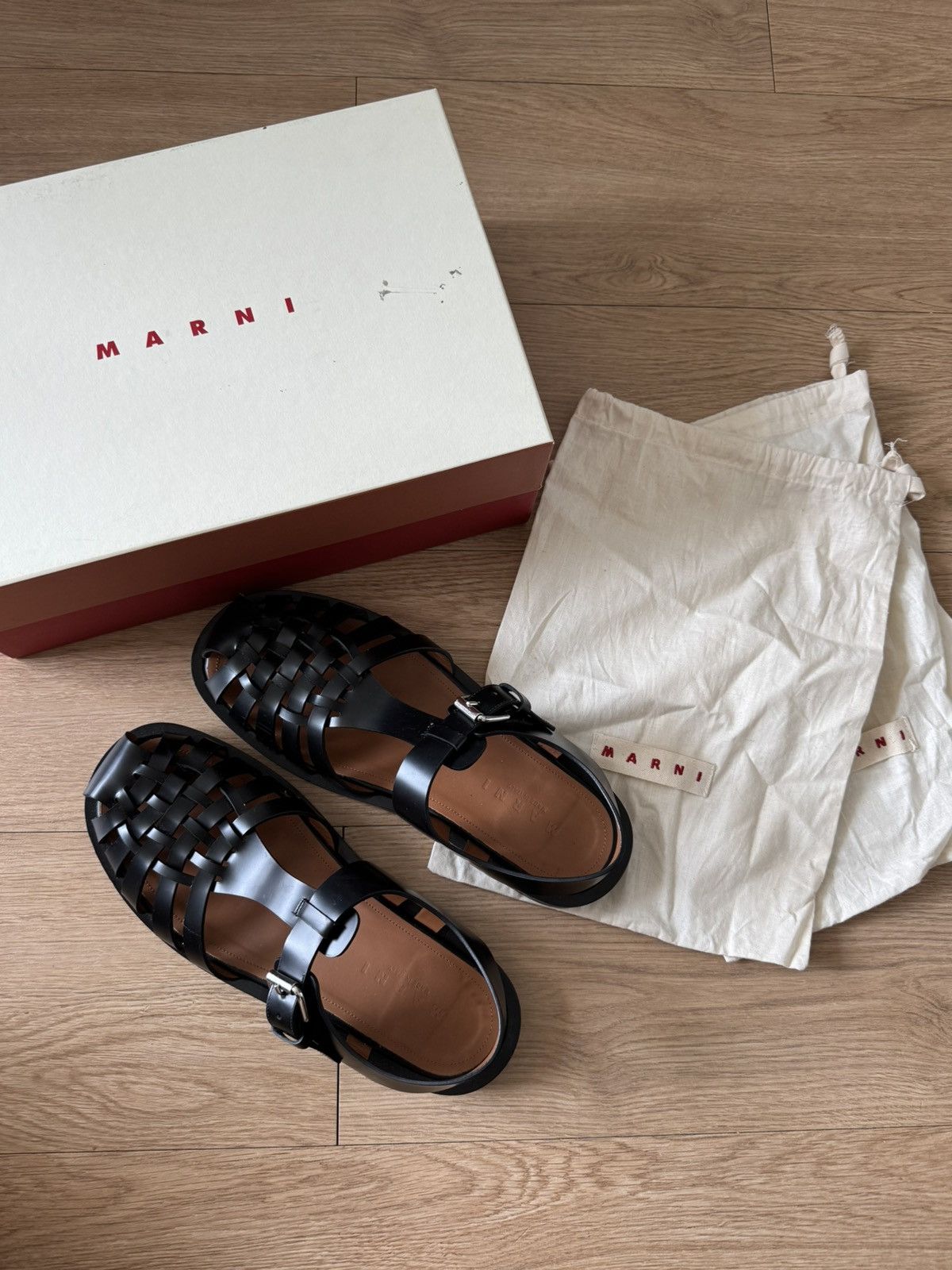 Marni Marni Fisherman Sandals Black Leather EU43 Size US 10 / EU 43 - 1 Thumbnail