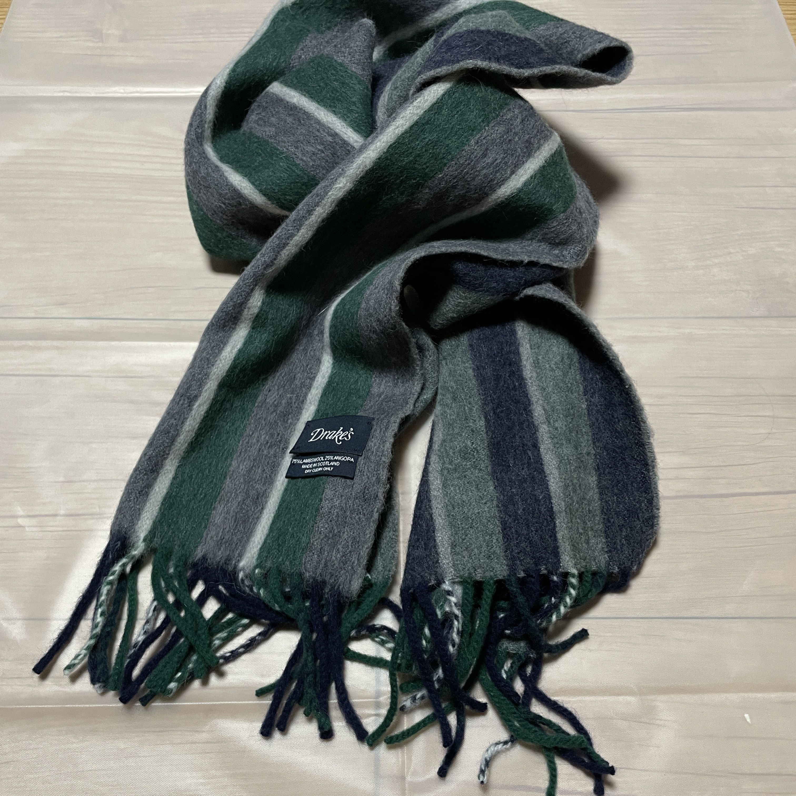 Drake's Drake's Green Stripe muffler Size ONE SIZE - 4 Thumbnail