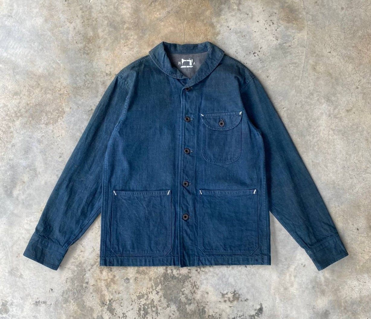 Vintage Vintage 40s-60s Shawl Collar French Blue Chore Denim Jacket Size US L / EU 52-54 / 3 - 2 Thumbnail