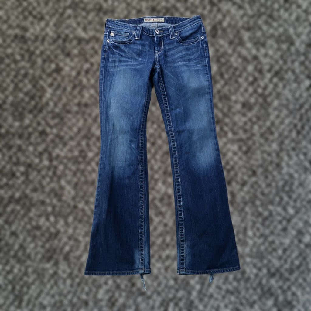 Denime BIG STAR Jeans Women Bootcut 28 Blue Denim Stretch 5-Pocket Slim Regular Size Size 28" / US 6 / IT 42 - 1 Thumbnail