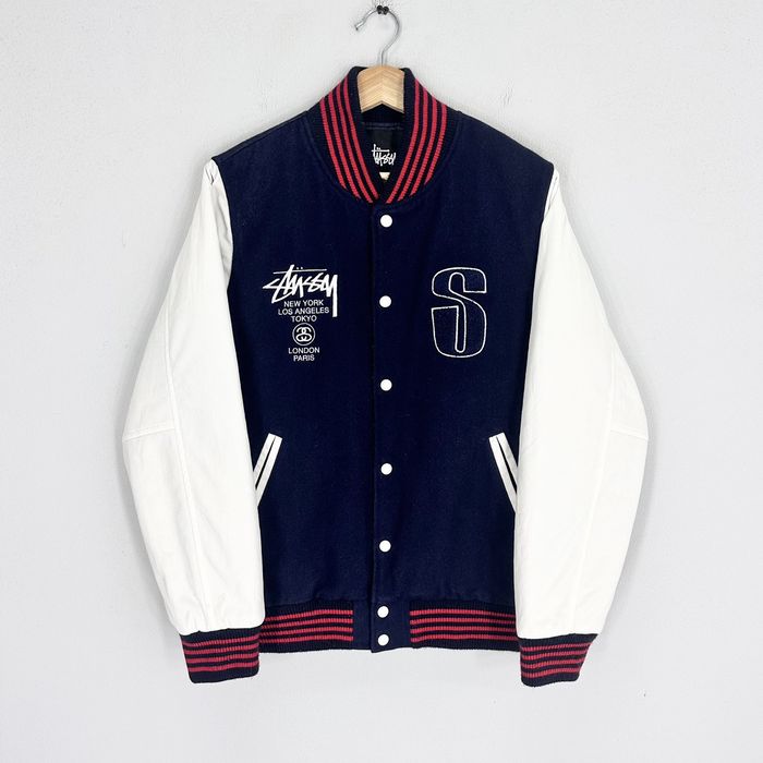 Stussy Stussy New York Los Angeles Embroidery Logo Varsity Jacket | Grailed