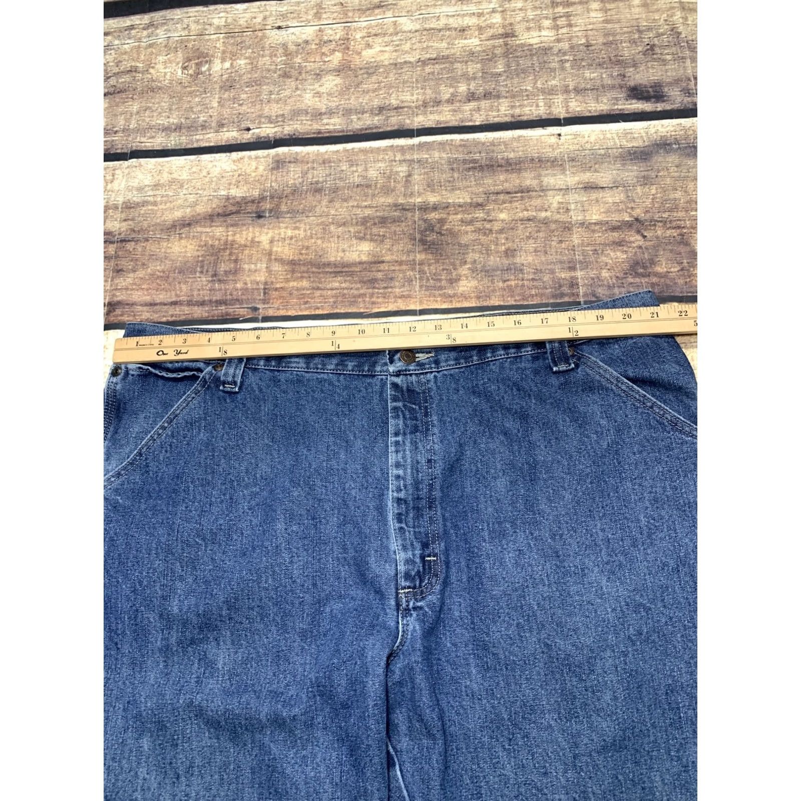 Wrangler Wrangler Carpenter Blue Jeans Men's 40 x 30 Work Pants Denim Cotton Belt Loops Pockets Blue Regular Straight Jeans Mens Size US 42 / EU 58 - 5 Thumbnail