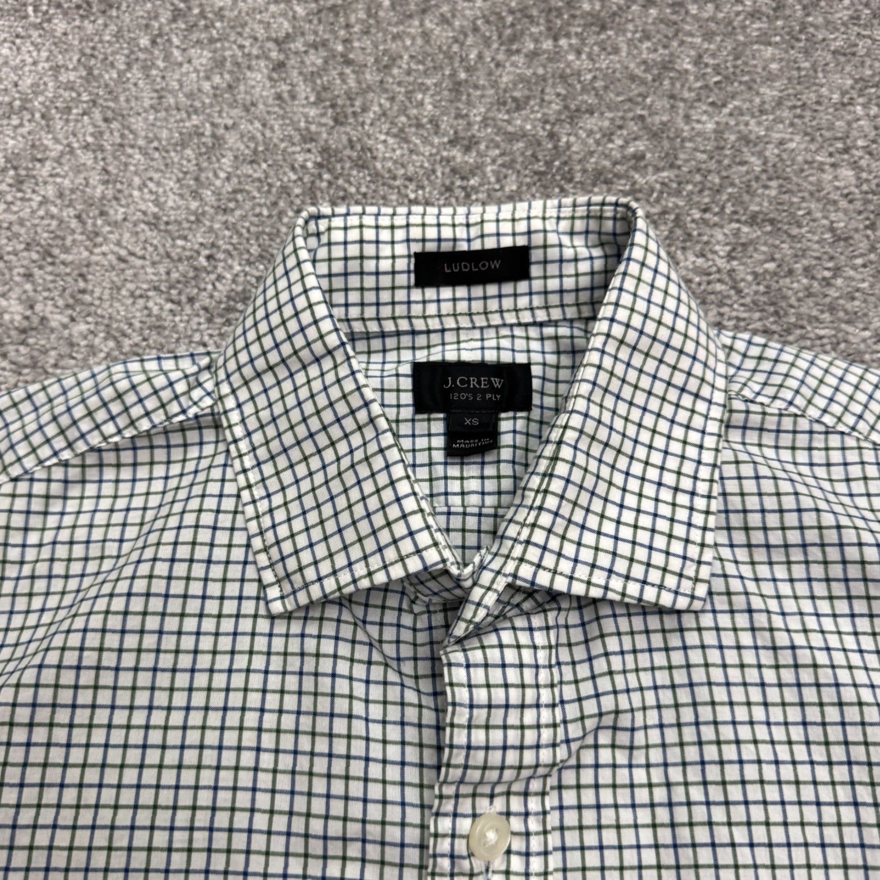 J.Crew J.Crew Ludlow Dress Shirt Mens XS Green Blue White Plaid Cotton Regular Fit Lightweight Career Casual Size 34R - 3 Thumbnail