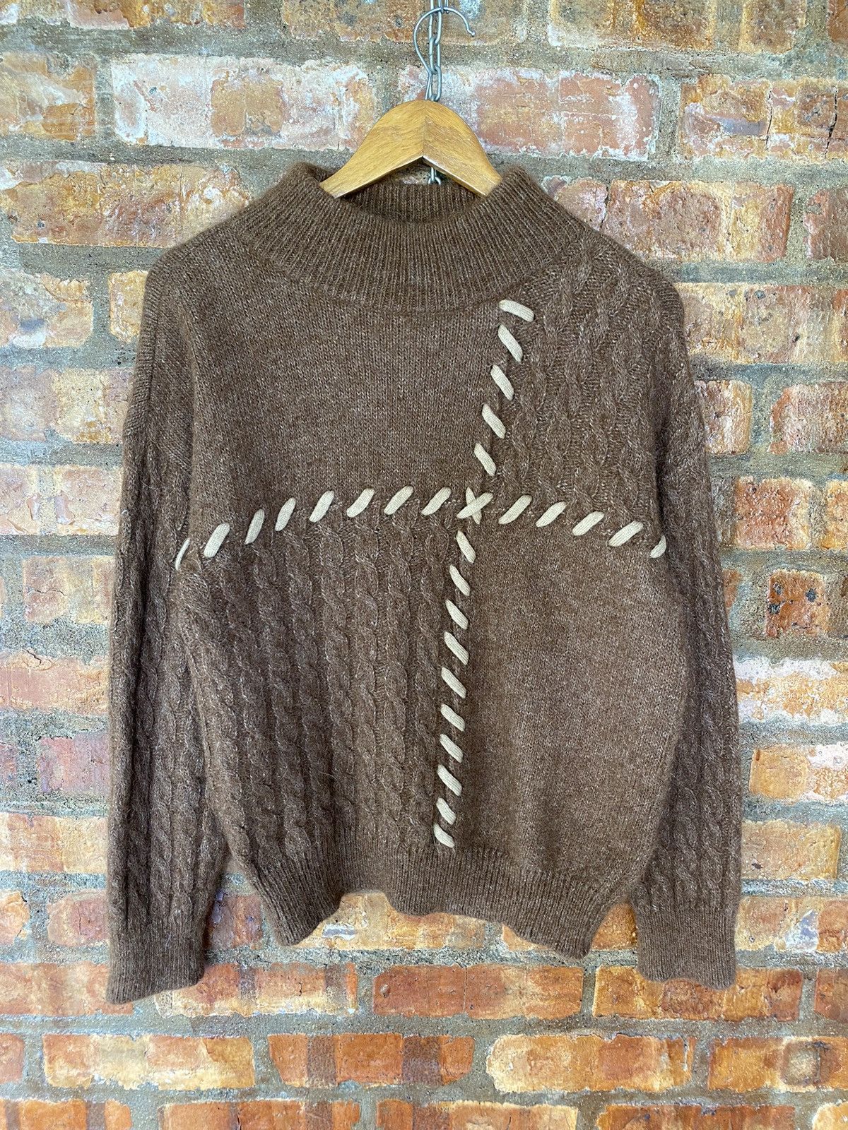 Chloe Vtg Chloe cross Lace cable Knit Made in Japan Size L / US 10 / IT 46 - 2 Thumbnail