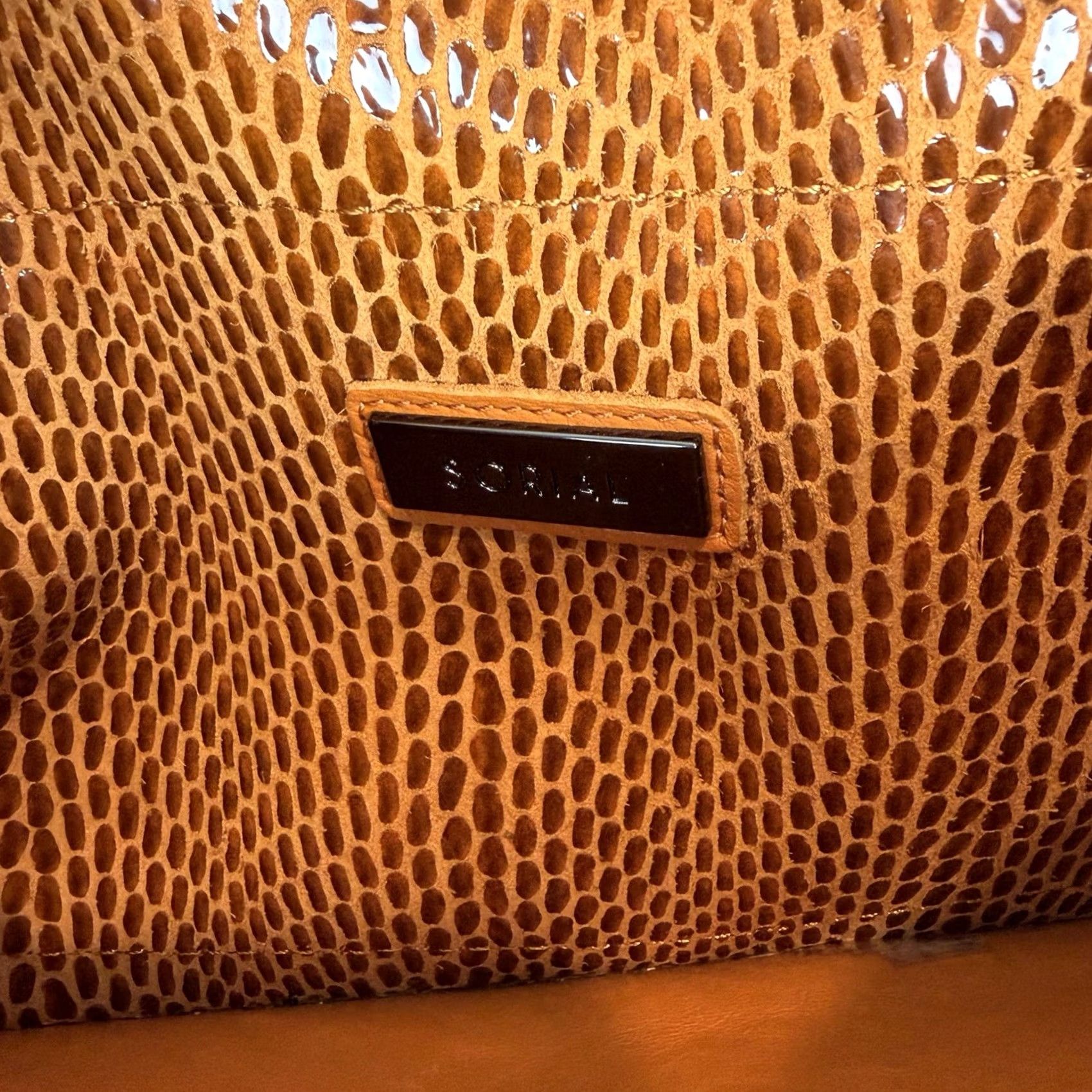 Vintage Sorial Crossbody Bag Purse Leather Snake Print Orange Envelope Chain Handle Shoulder Bag Women Large Size ONE SIZE - 6 Thumbnail