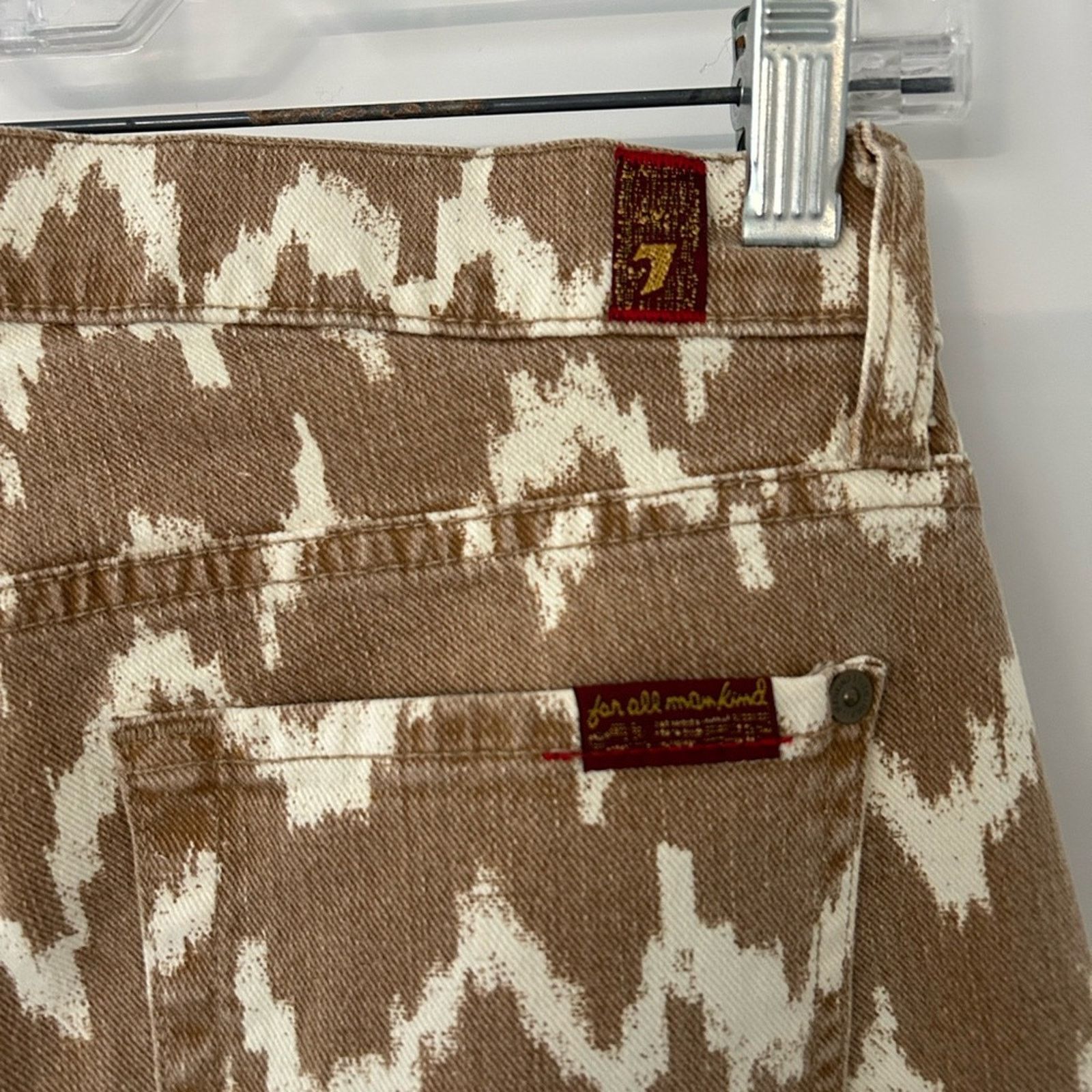 7 For All Mankind 7 For Mankind Womens Cropped Skinny Jeans Brown Ikat 26 Size 26" / US 2 / IT 38 - 3 Thumbnail