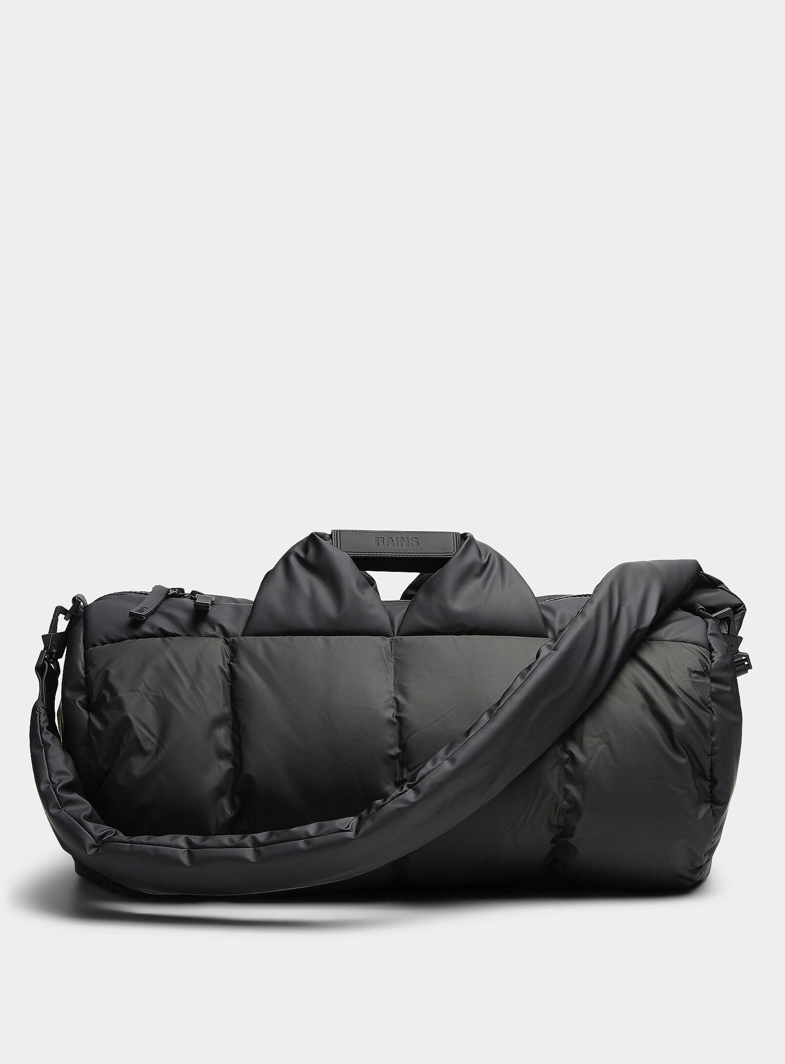 Rains Nyssa Waterproof W3 Puffer Duffel Bag in Black, Men's