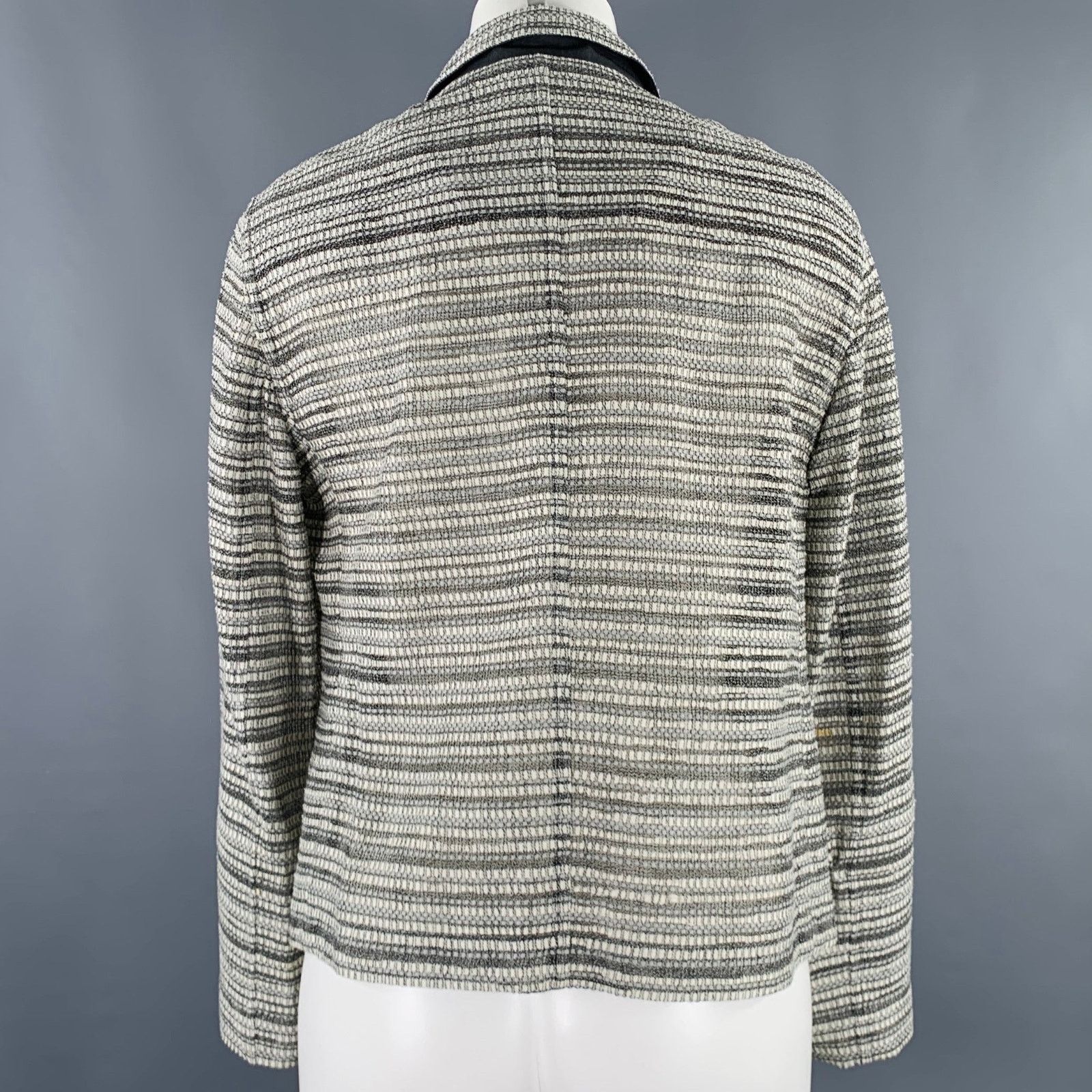 Akris AKRIS Size 8 Grey White Cotton Wool Stripe Open Front Jacket Size M / US 6-8 / IT 42-44 - 4 Thumbnail