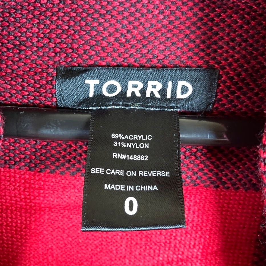 Prana Torrid Womens Sweater Red Black Plaid Open Waterfall Front Cardigan 0 Size XS / US 0-2 / IT 36-38 - 6 Thumbnail