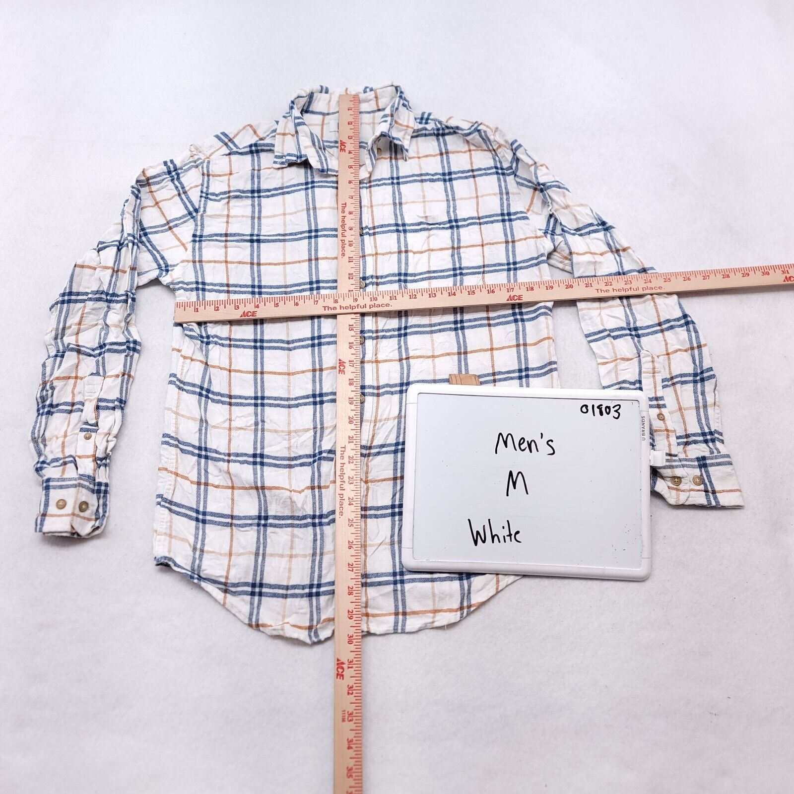 Croft & Barrow Croft & Barrow Windowpane Flannel Shirt Mens Size M White Size US M / EU 48-50 / 2 - 6 Thumbnail