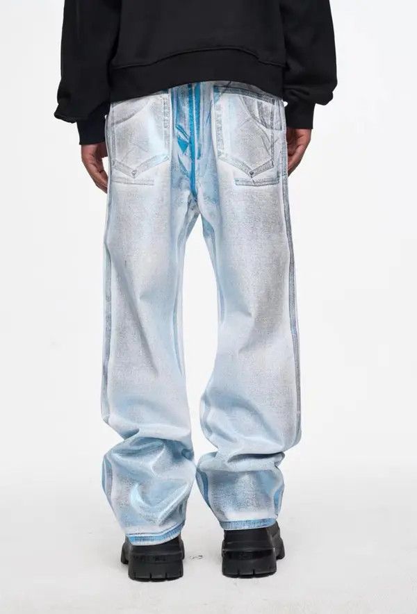 Japanese Brand VIBE High street vintage fluorescent brush wax baggy jeans Size US 32 / EU 48 - 5 Thumbnail