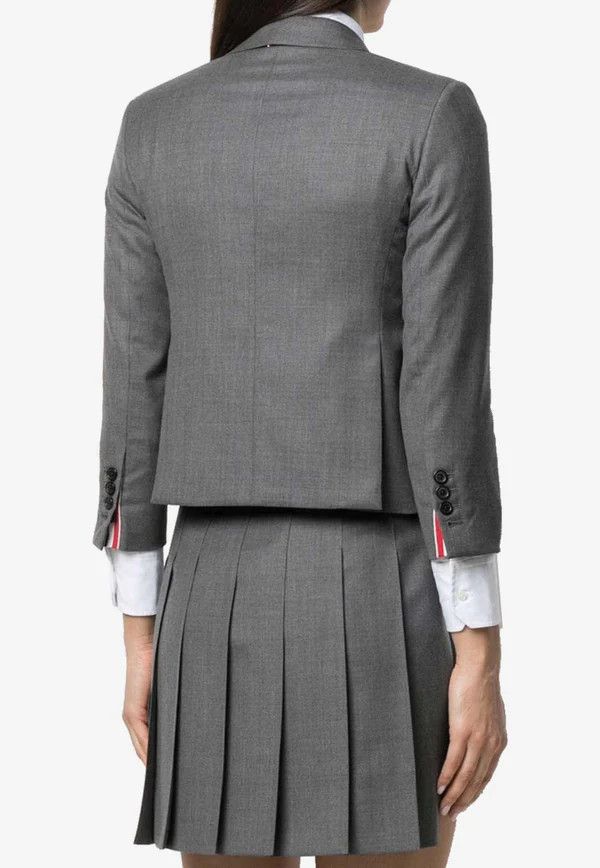 Thom Browne o1s22i1n0924 Single-Breasted Cropped Wool Jacket in Grey Size S / US 4 / IT 40 - 4 Thumbnail