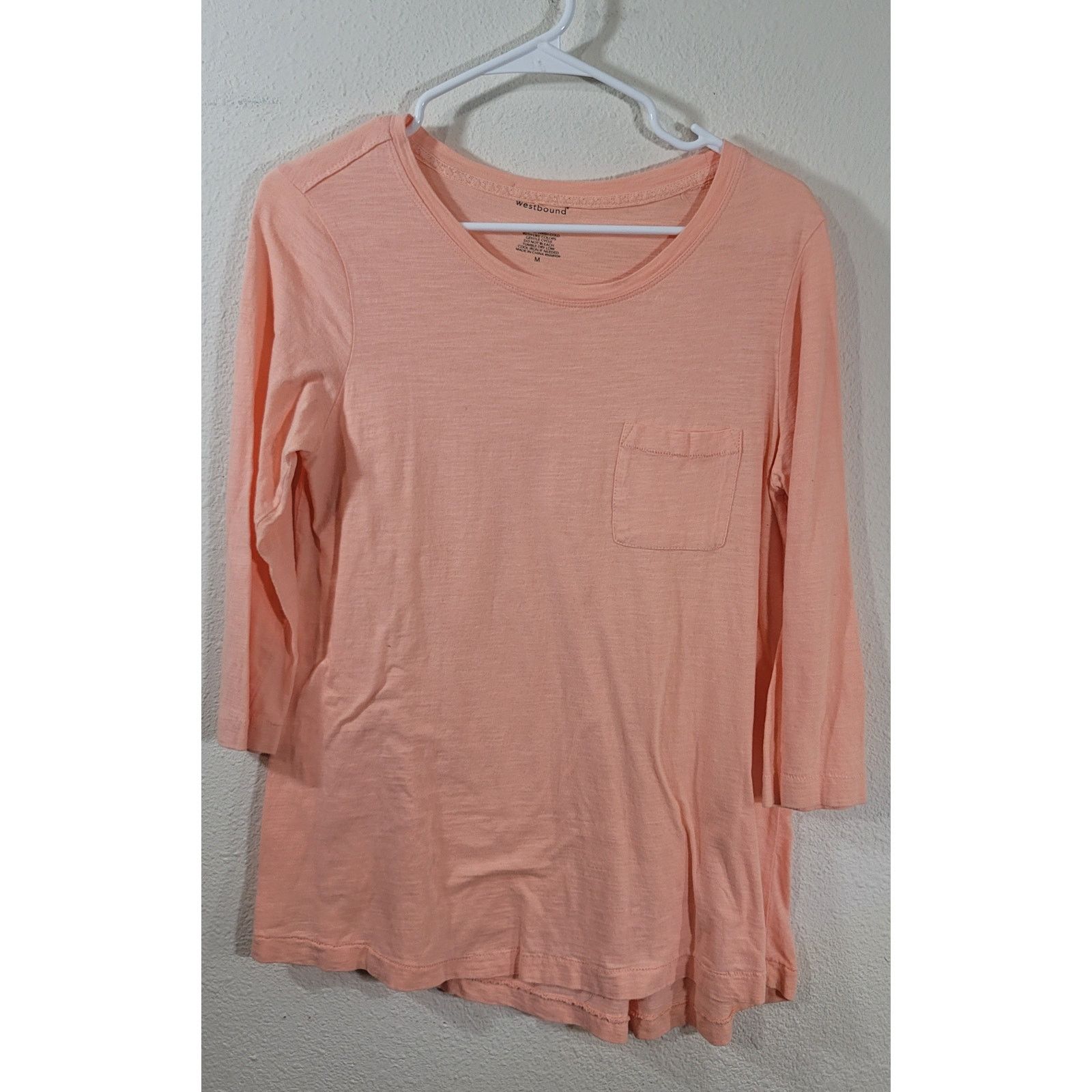 Other Westbound Light Orange Slub Knit 3/4 Sleeve Top Medium Size M / US 6-8 / IT 42-44 - 5 Thumbnail
