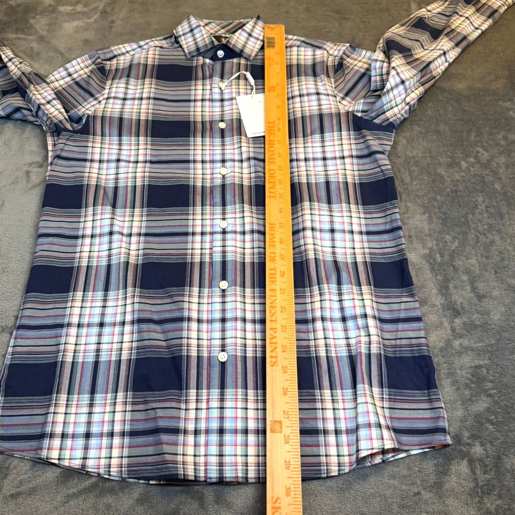 Hart Schaffner Marx Hart Schaffner Marx Mens Small Navy Plaid Button-Up Shirt NEW Size US S / EU 44-46 / 1 - 7 Thumbnail