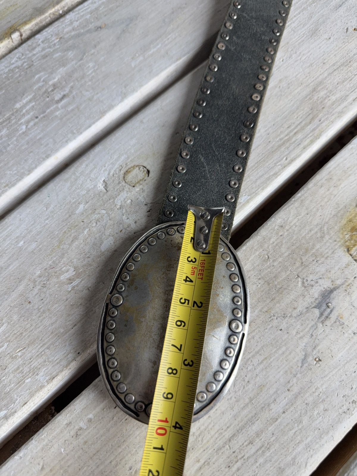 Japanese Brand Vanzetti Japanese Leather Punk Emo Rock Goth Y2K Drill belt Size ONE SIZE - 13 Thumbnail