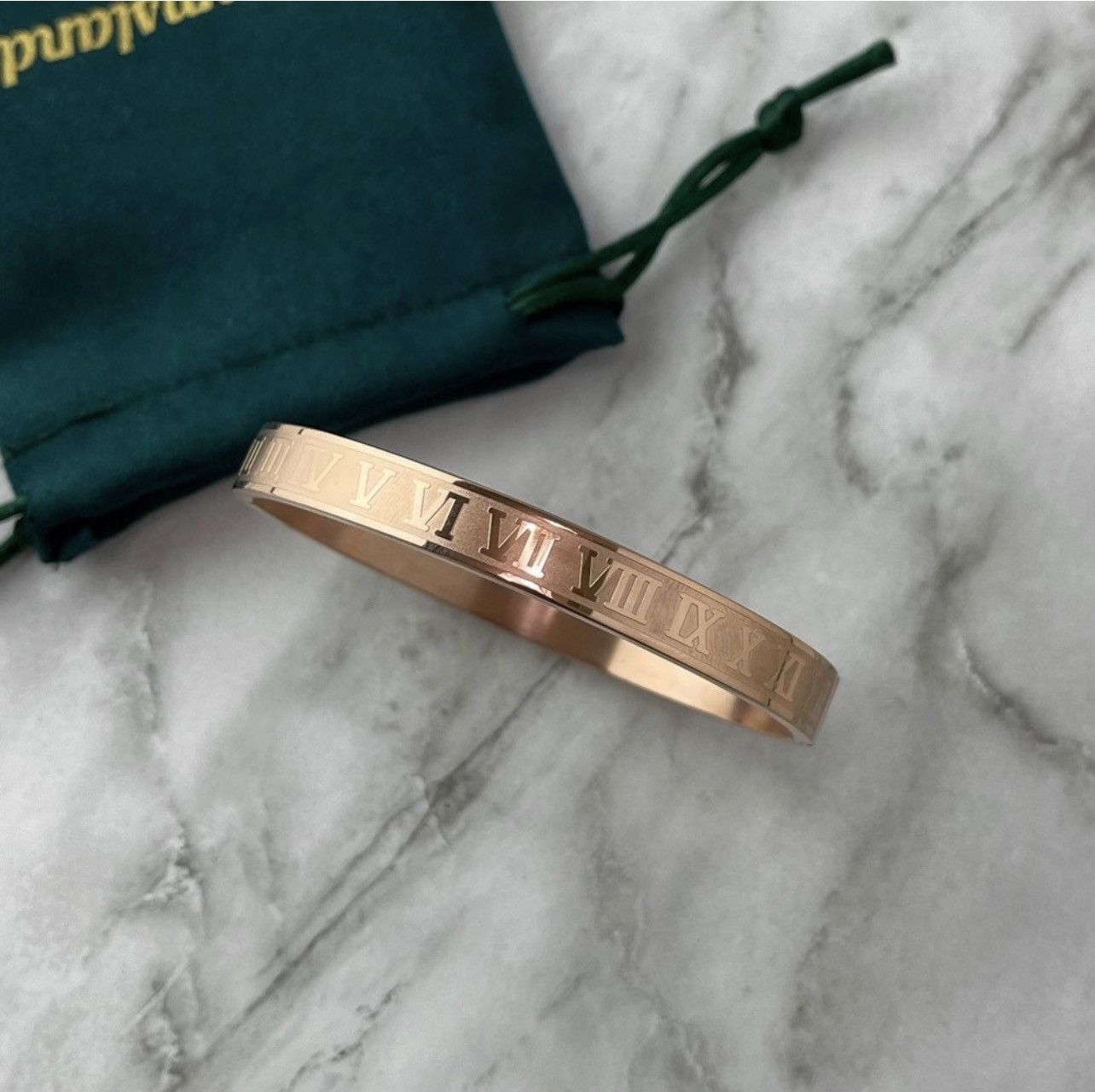 Jewelry Men's Roman Numeral Rose Gold Tone Bracelet Size ONE SIZE - 1 Thumbnail