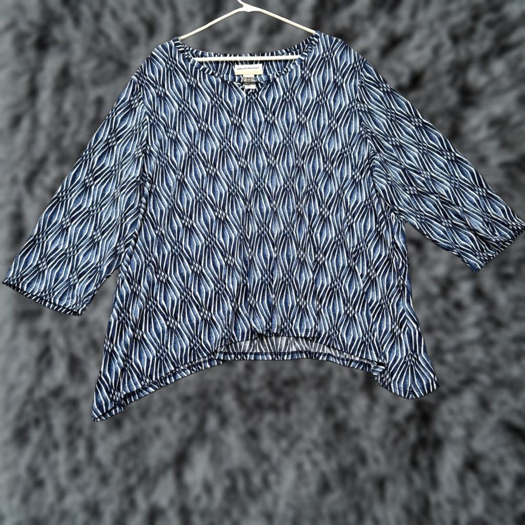 Vintage Alfred Dunner Blouse Womens 3X Plus Abstract Lagenlook Boho Flowy Buckle Blue 2010s Mens? Size XXL / US 16-18 / IT 52-54 - 1 Thumbnail