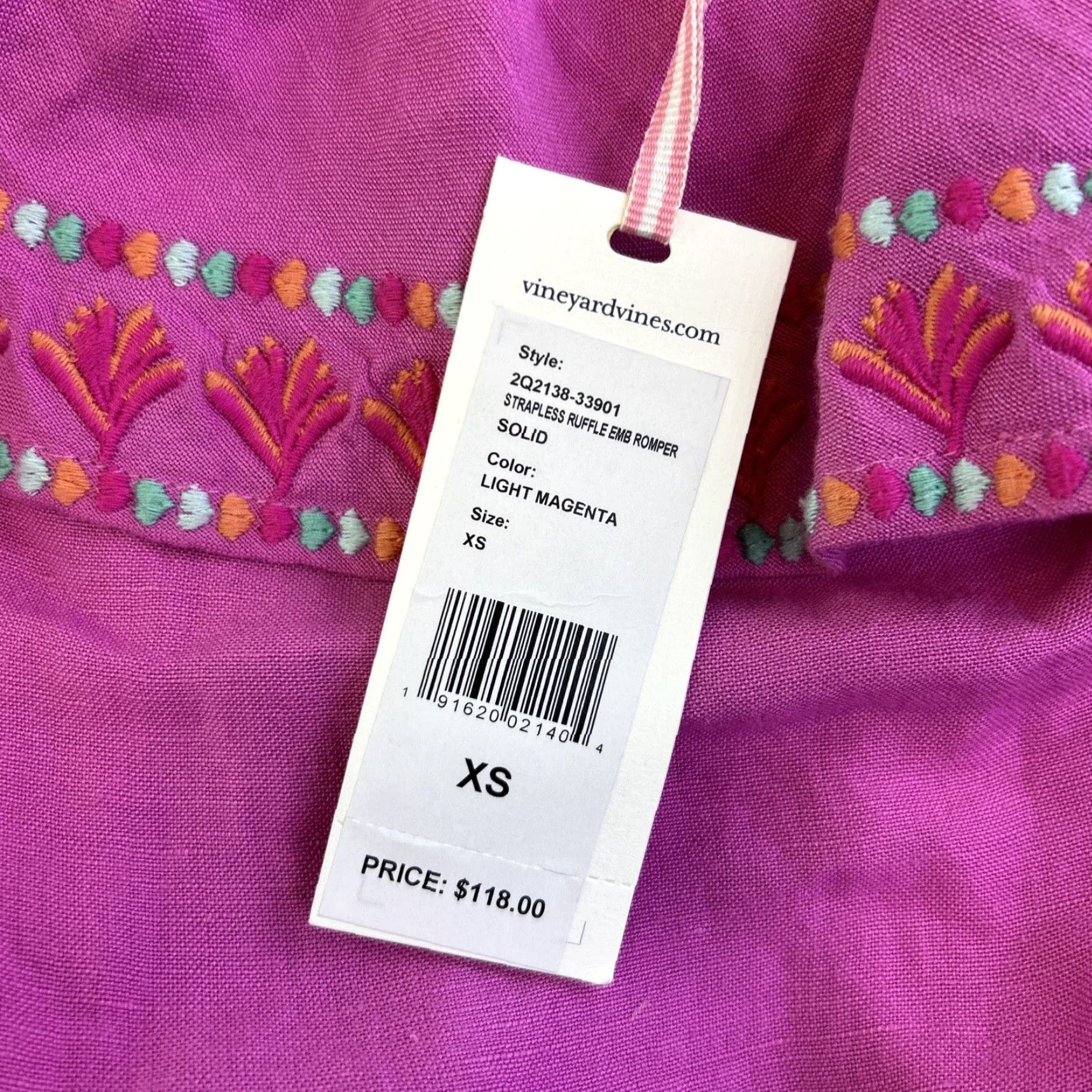 Vineyard Vines Vineyard Vines Strapless Ruffle Romper Womens XS Pink Magenta NWT Size 26" / US 2 / IT 38 - 7 Thumbnail